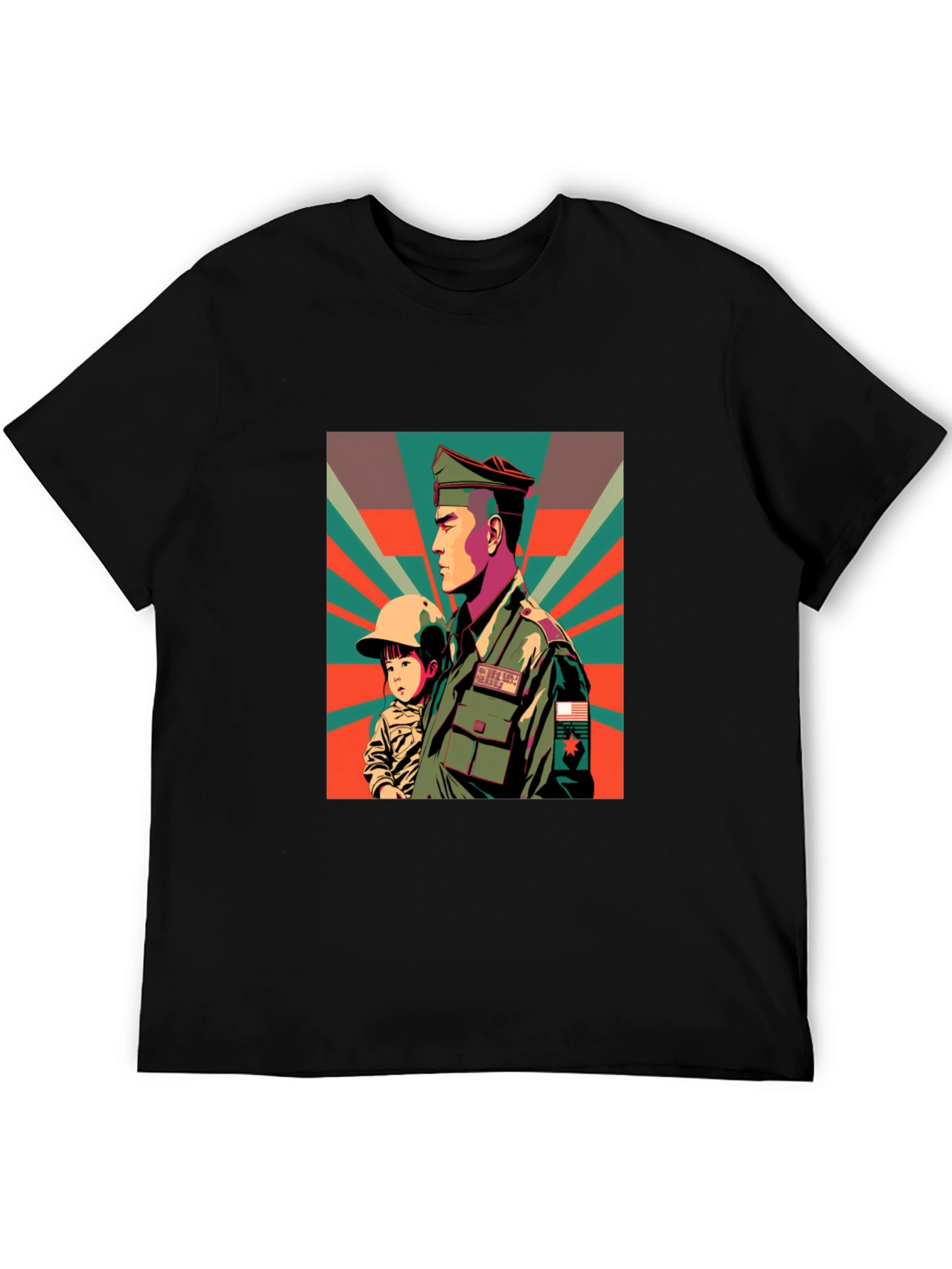 Retro Graphic Tee: Soldier & Child