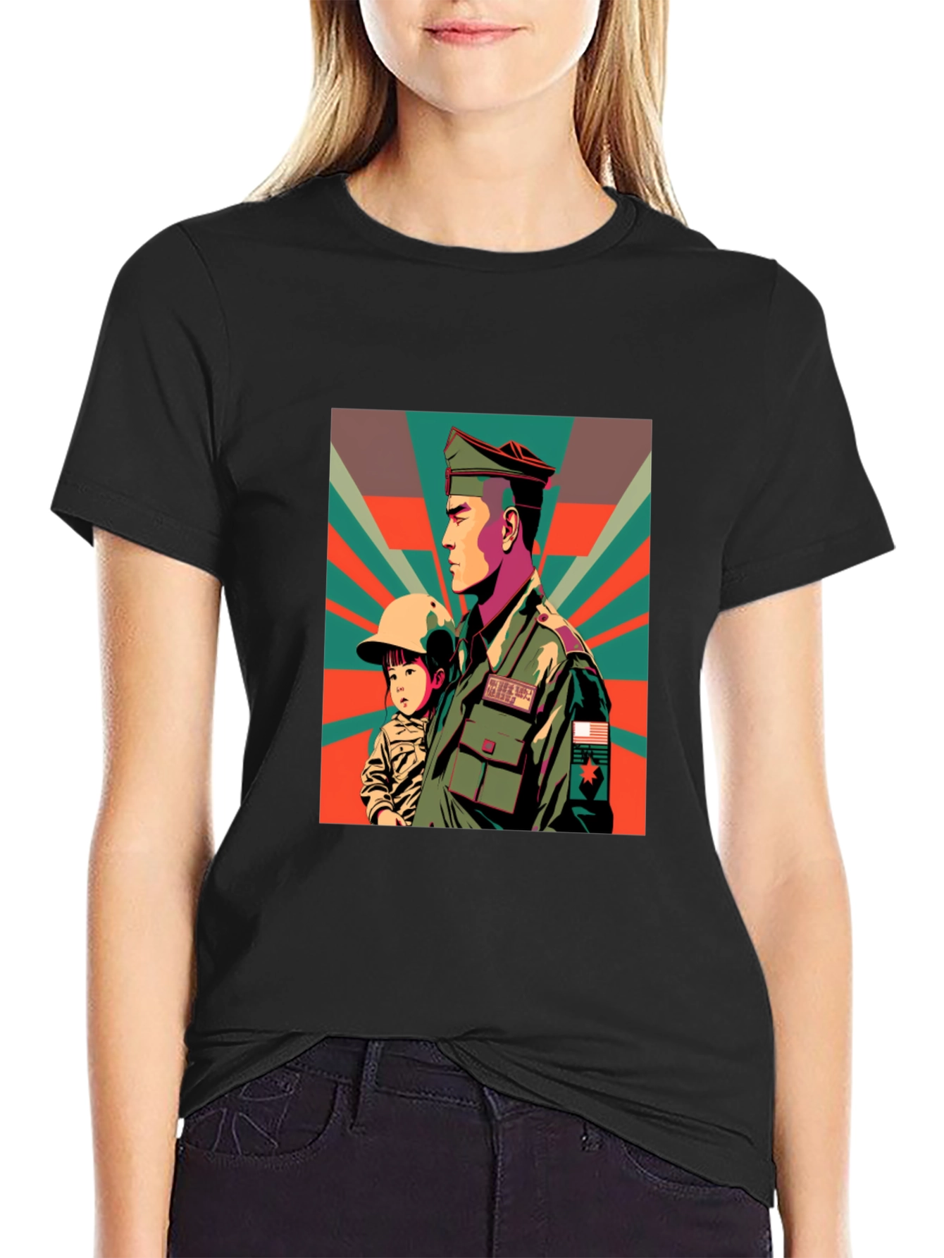 Retro Graphic Tee: Soldier & Child