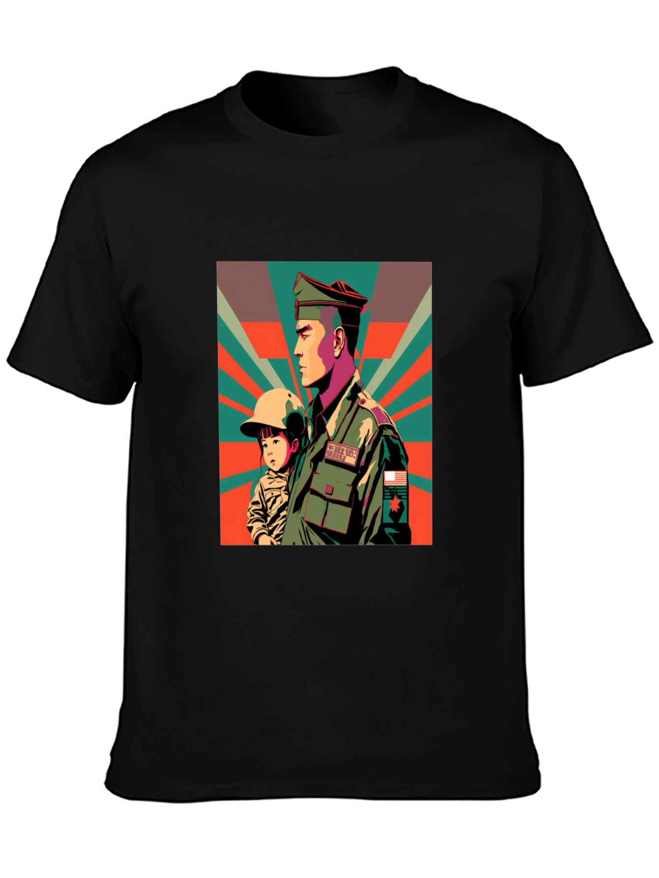 Retro Graphic Tee: Soldier & Child