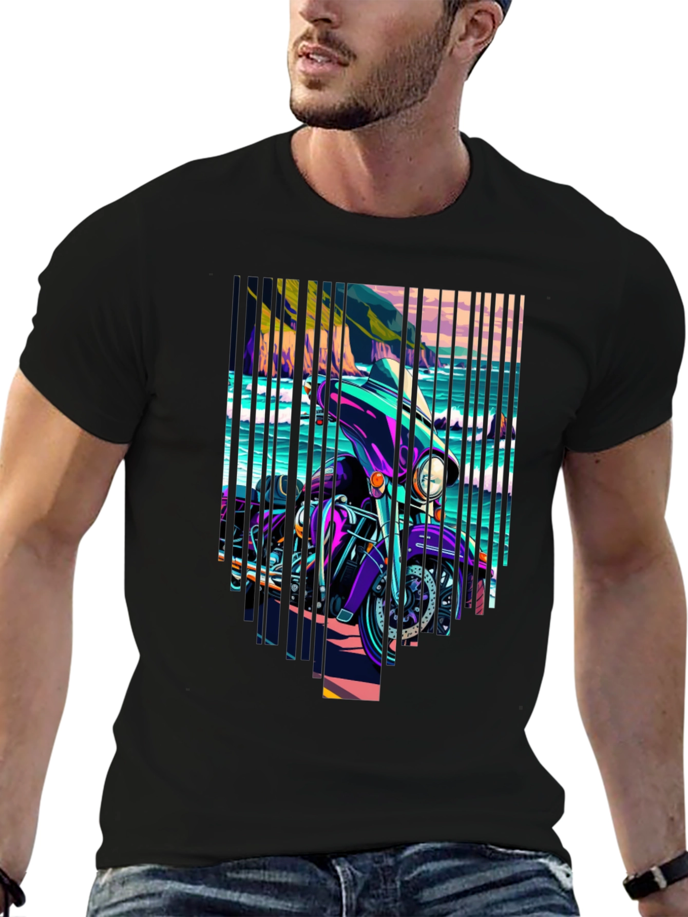 Motorcycle Graphic Tee - Coastal Ride Design