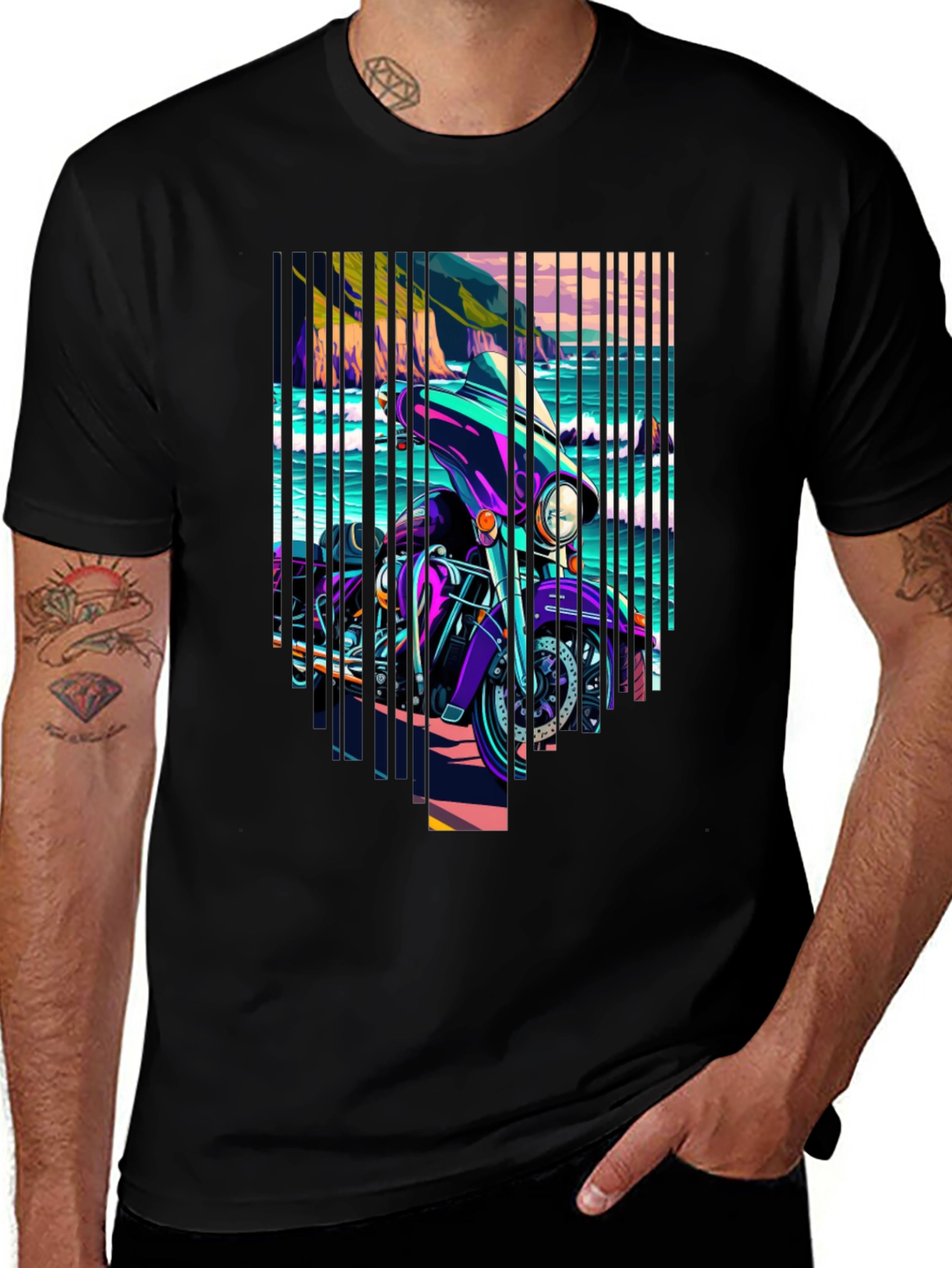 Motorcycle Graphic Tee - Coastal Ride Design
