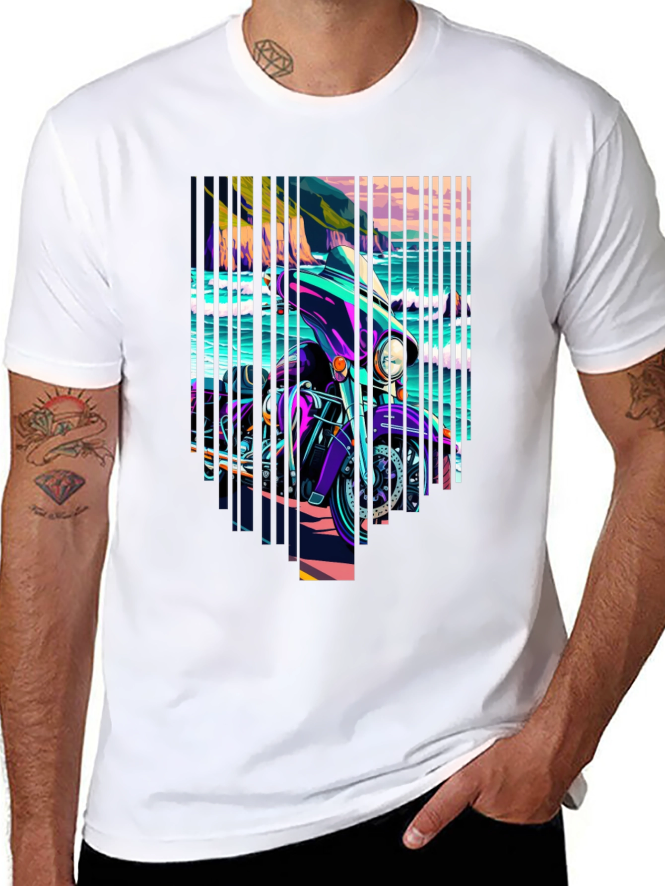 Motorcycle Graphic Tee - Coastal Ride Design