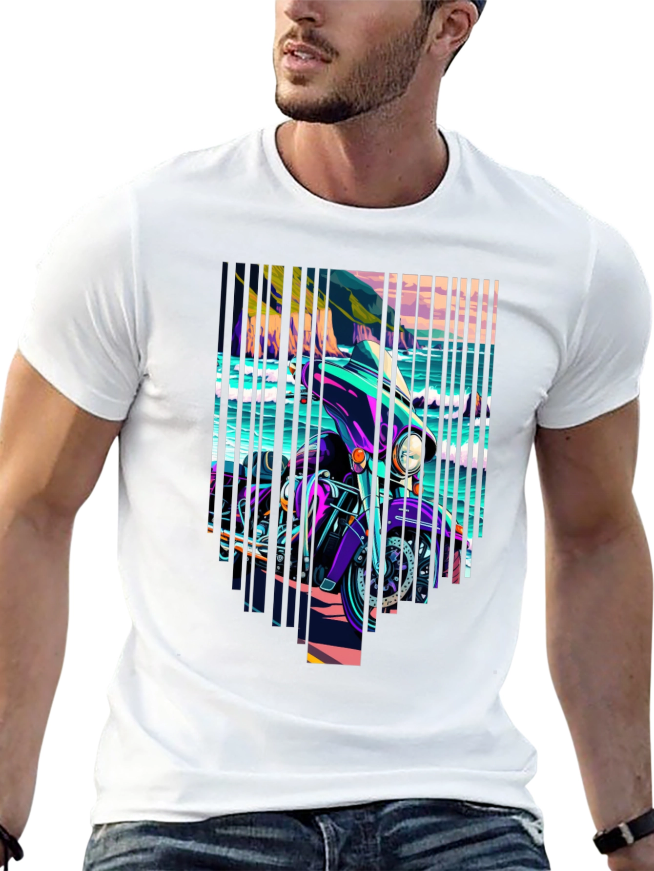 Motorcycle Graphic Tee - Coastal Ride Design