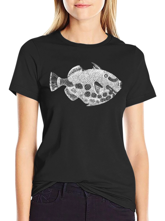 Fish Graphic Black Cotton Tee - Stylish Casual Wear
