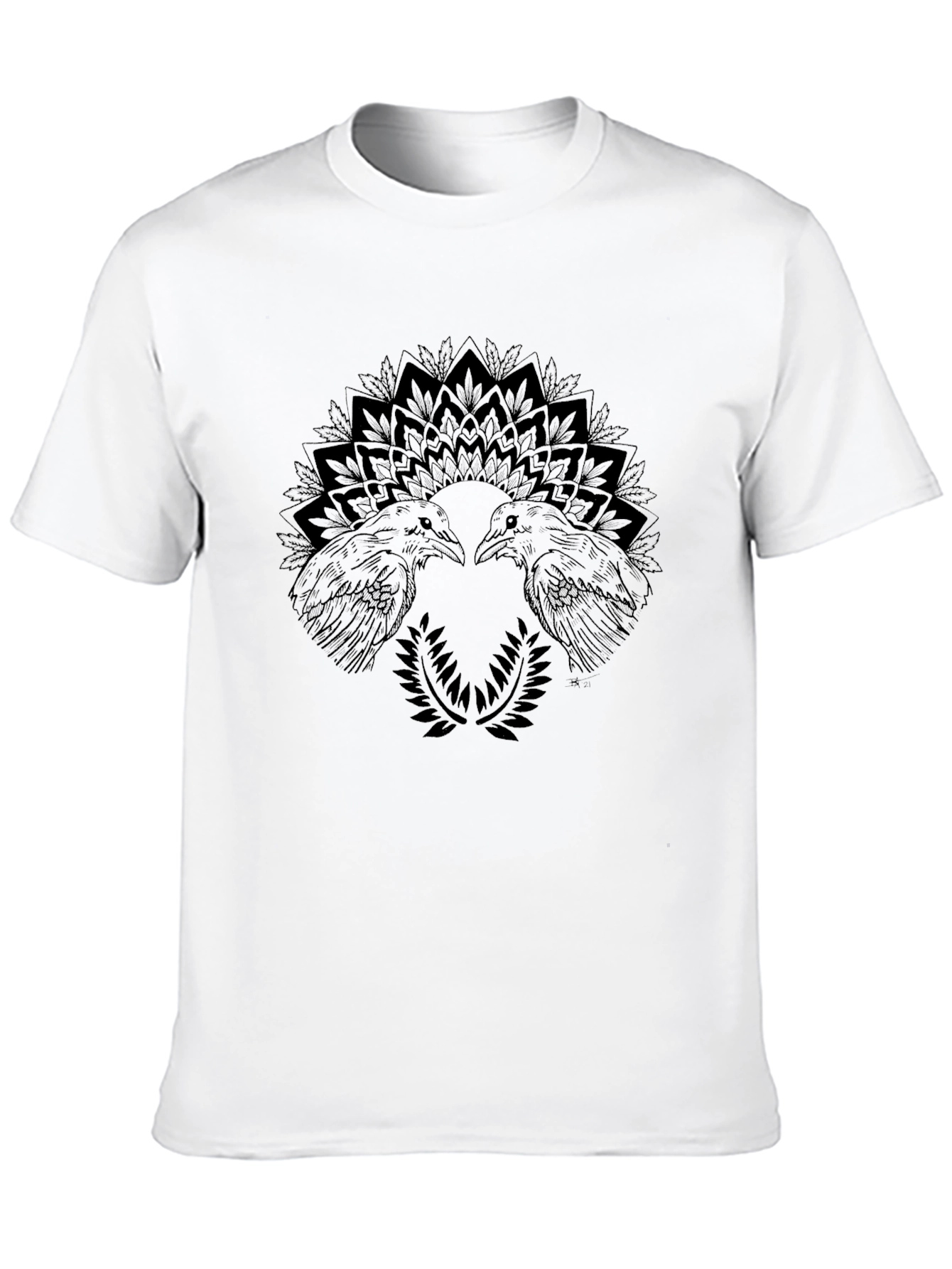 Raven Mandala Graphic Tee - Stylish Black T-Shirt