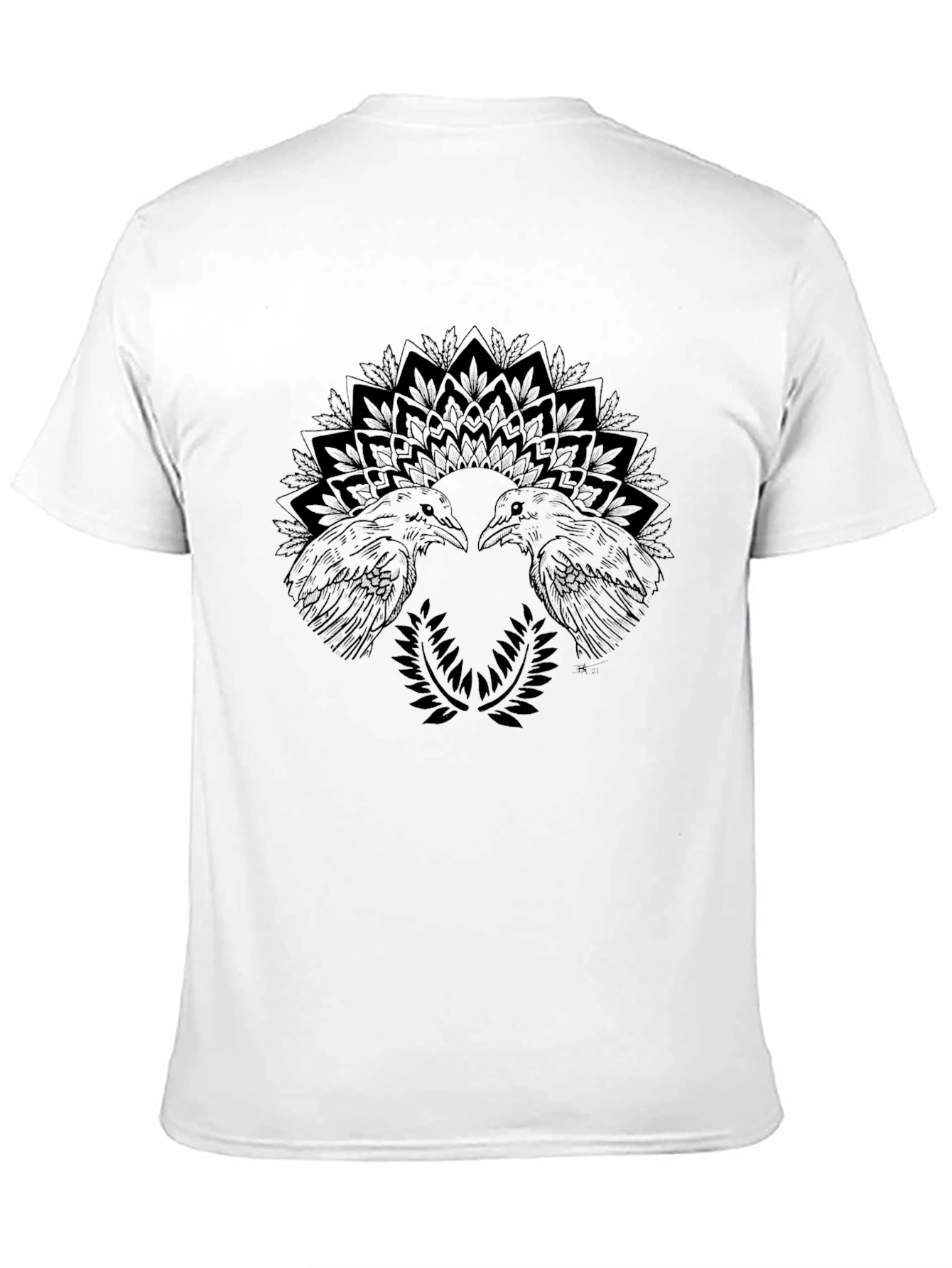 Raven Mandala Graphic Tee - Stylish Black T-Shirt