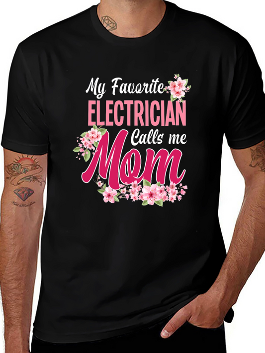 Electricians Mom T-Shirt - Floral Design