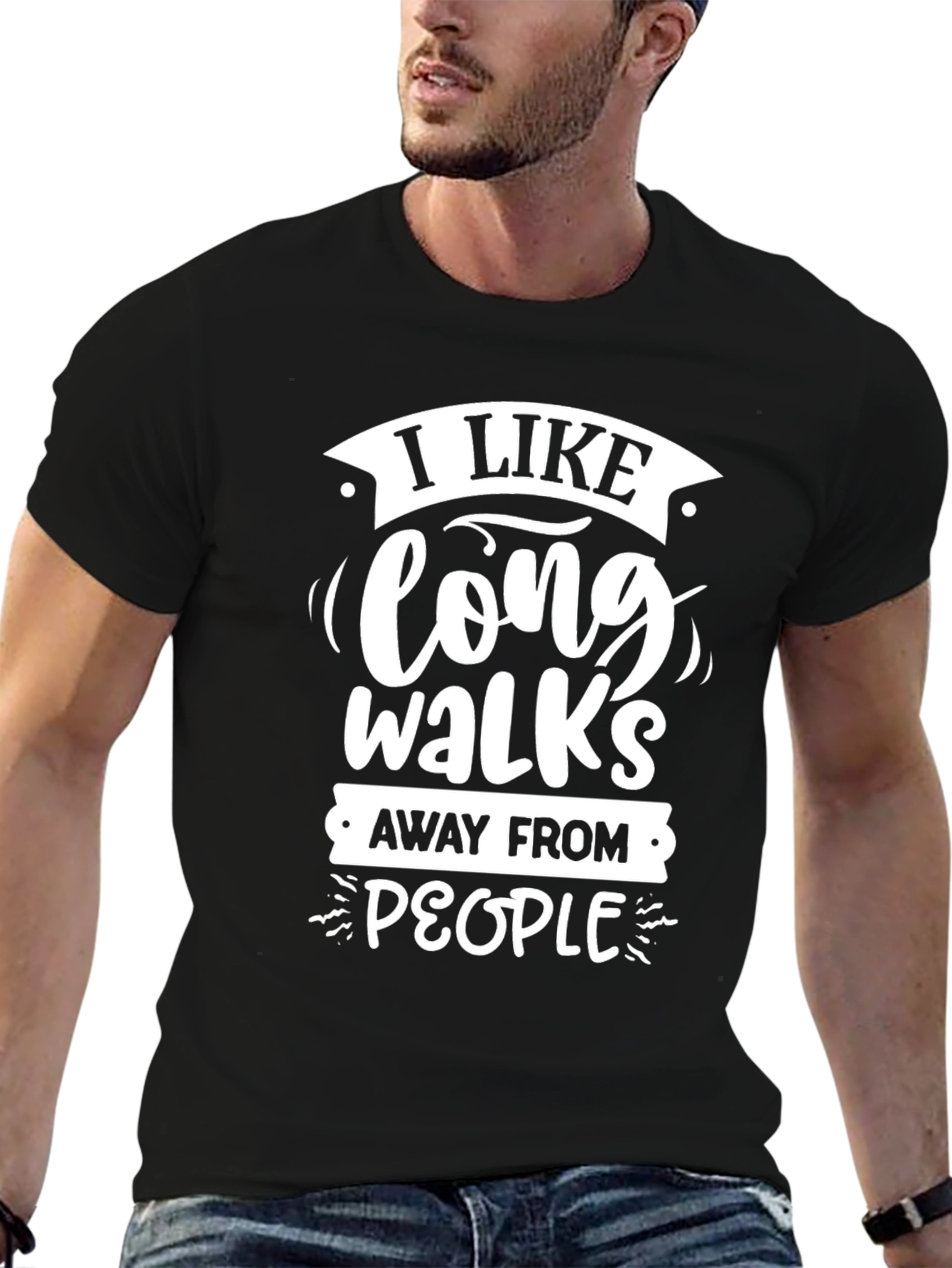 Funny Sarcastic Graphic T-Shirt: Long Walks Away From People