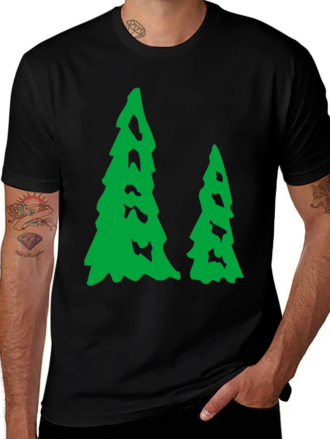 Evergreen Trees Black T-Shirt