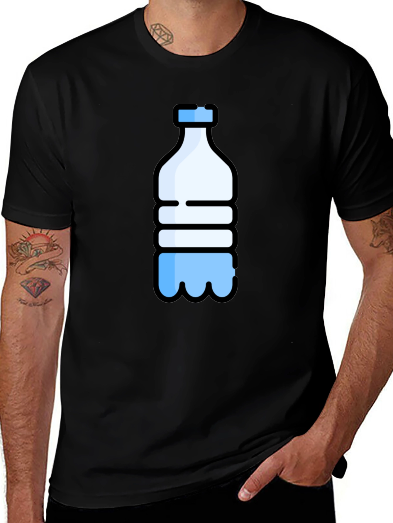 Water Bottle Graphic Tee - Black