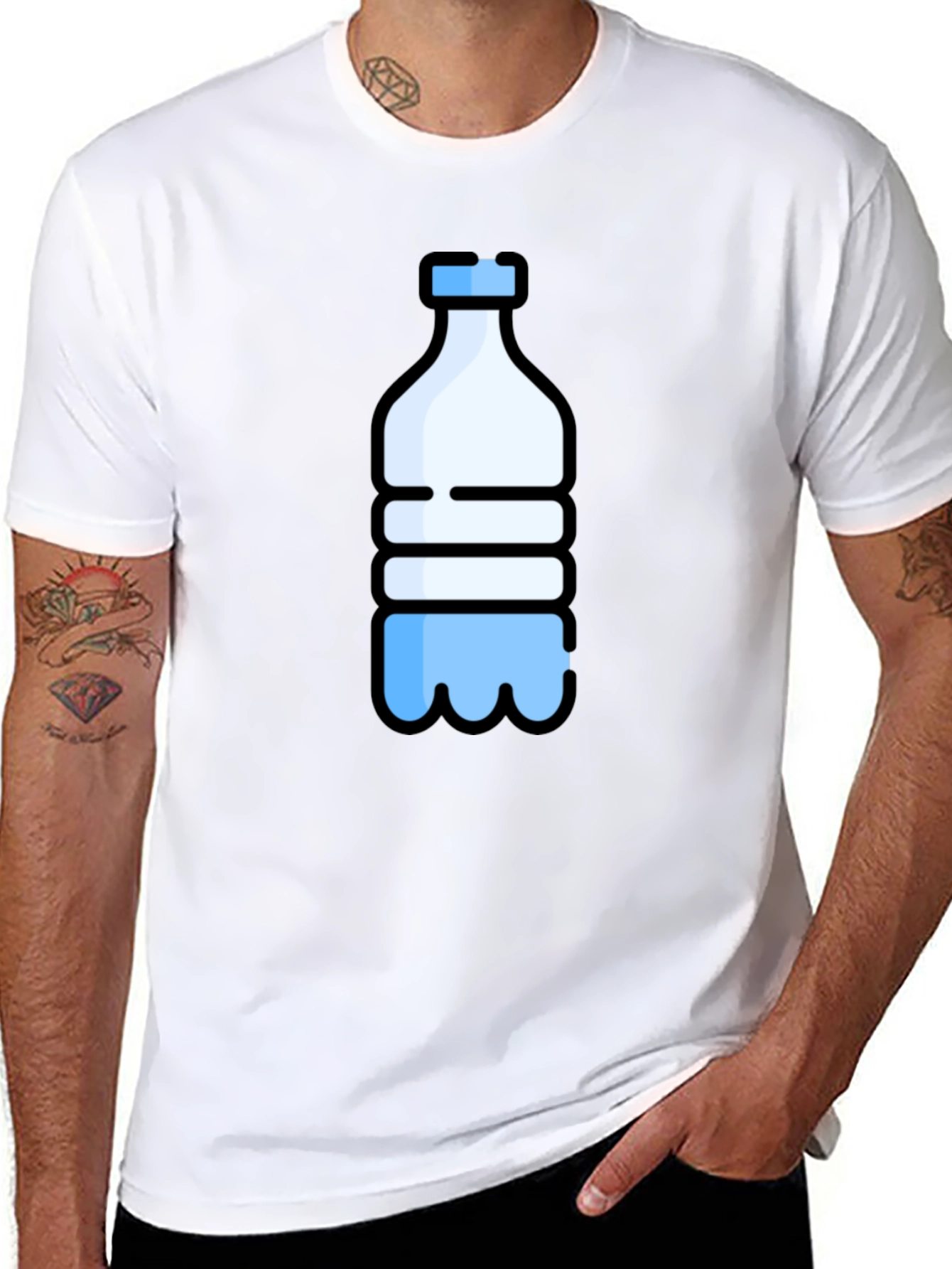 Water Bottle Graphic Tee - Black
