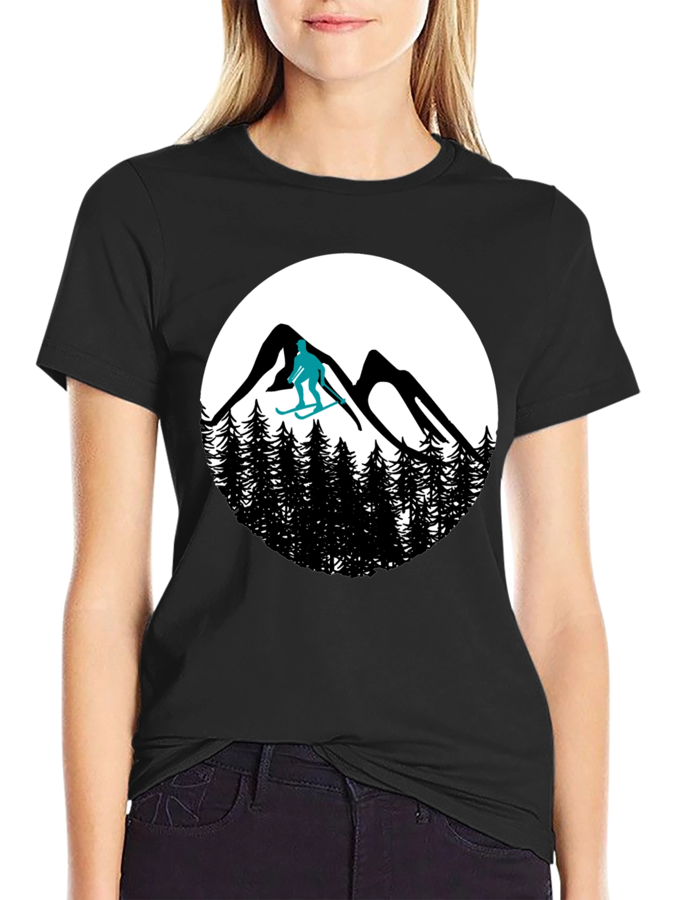 Ski Mountain T-Shirt - Black Graphic Tee