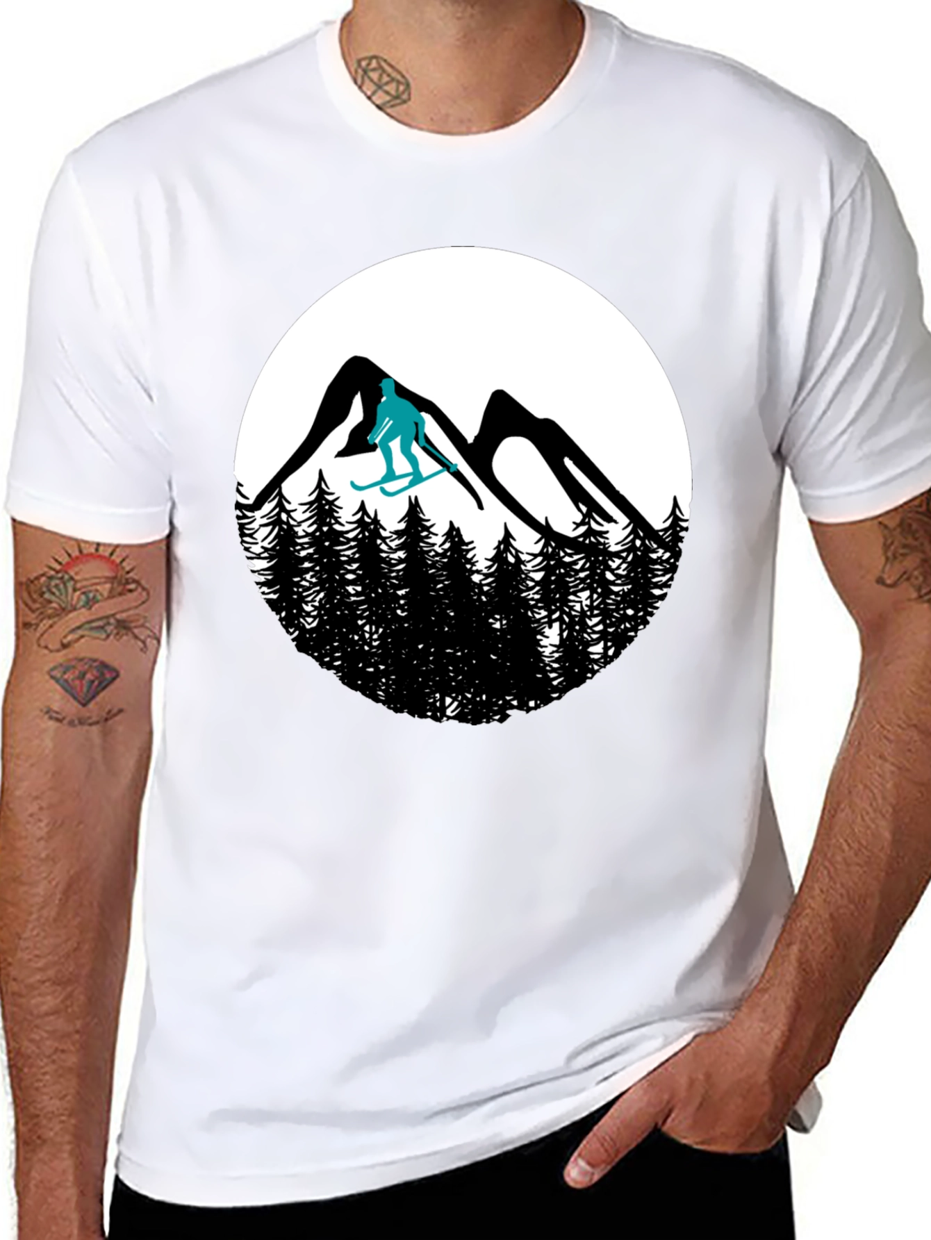 Ski Mountain T-Shirt - Black Graphic Tee