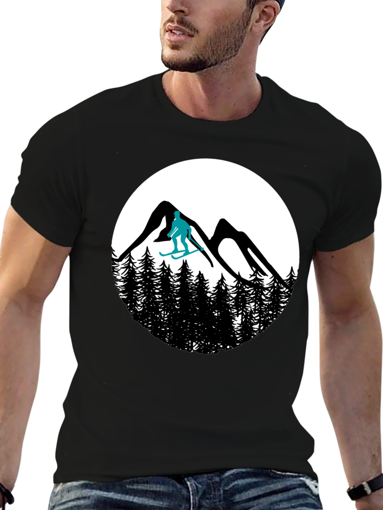 Ski Mountain T-Shirt - Black Graphic Tee
