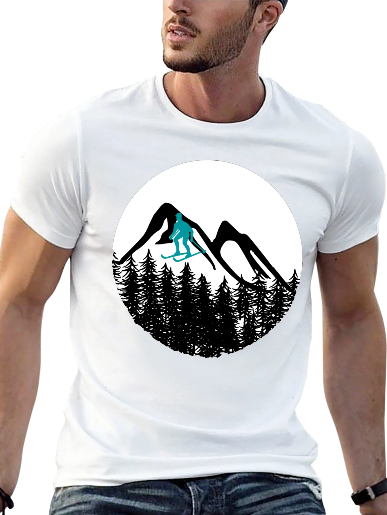 Ski Mountain T-Shirt - Black Graphic Tee