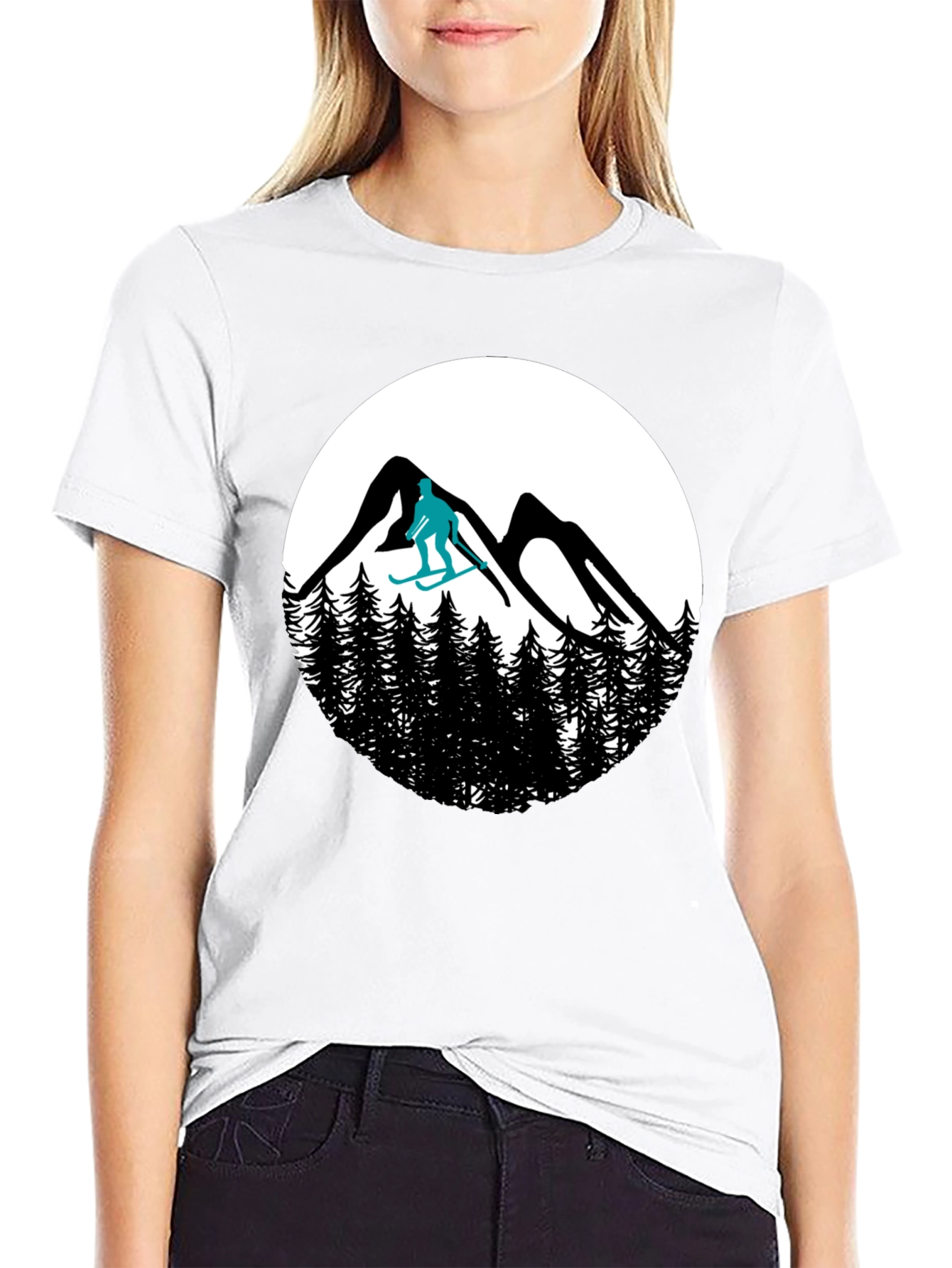 Ski Mountain T-Shirt - Black Graphic Tee