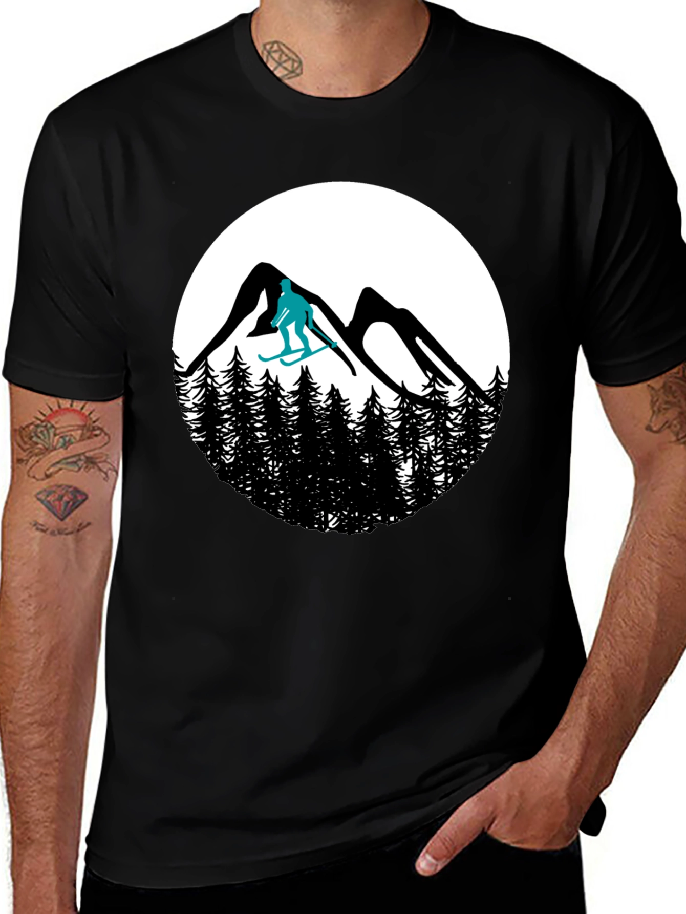 Ski Mountain T-Shirt - Black Graphic Tee