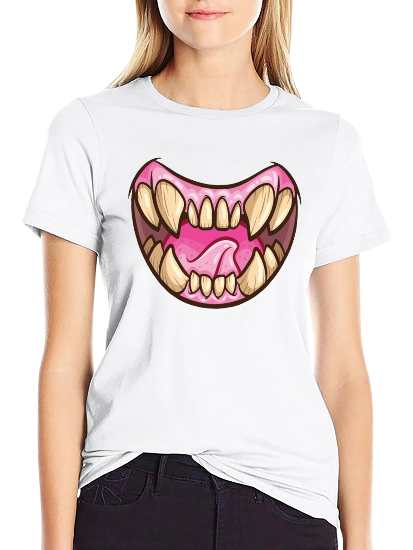 Monster Mouth Graphic Black T-Shirt