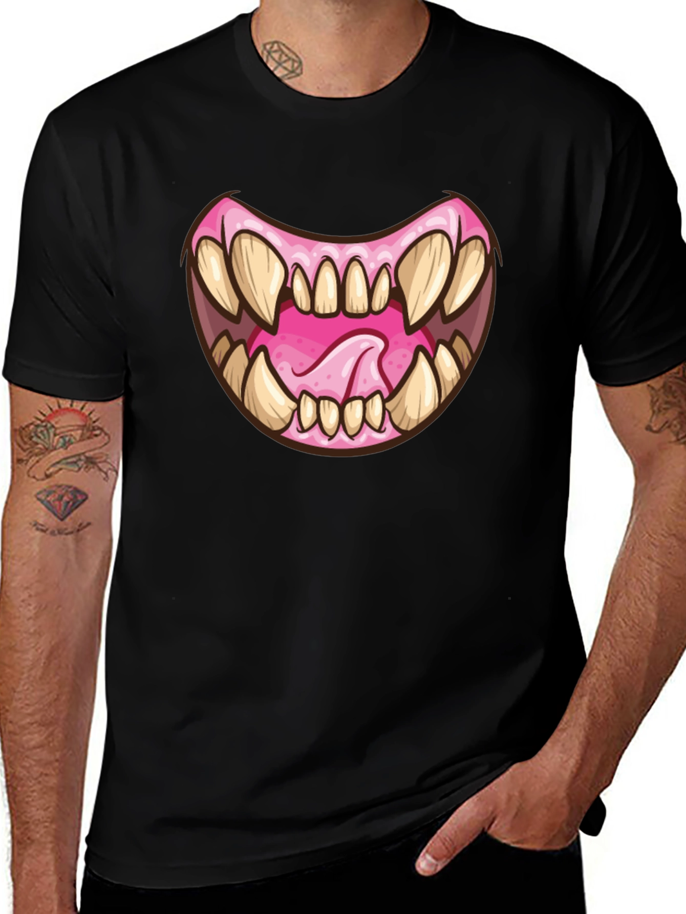 Monster Mouth Graphic Black T-Shirt
