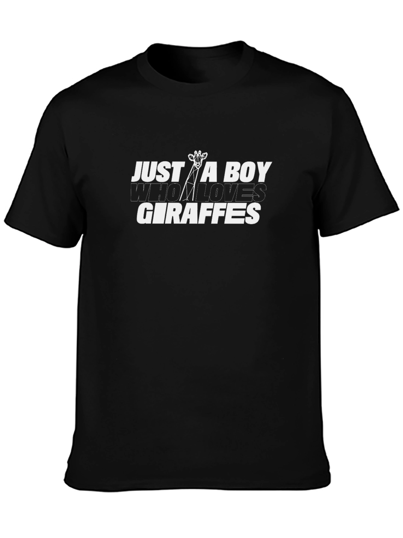 Just A Boy Who Loves Giraffes Black T-Shirt