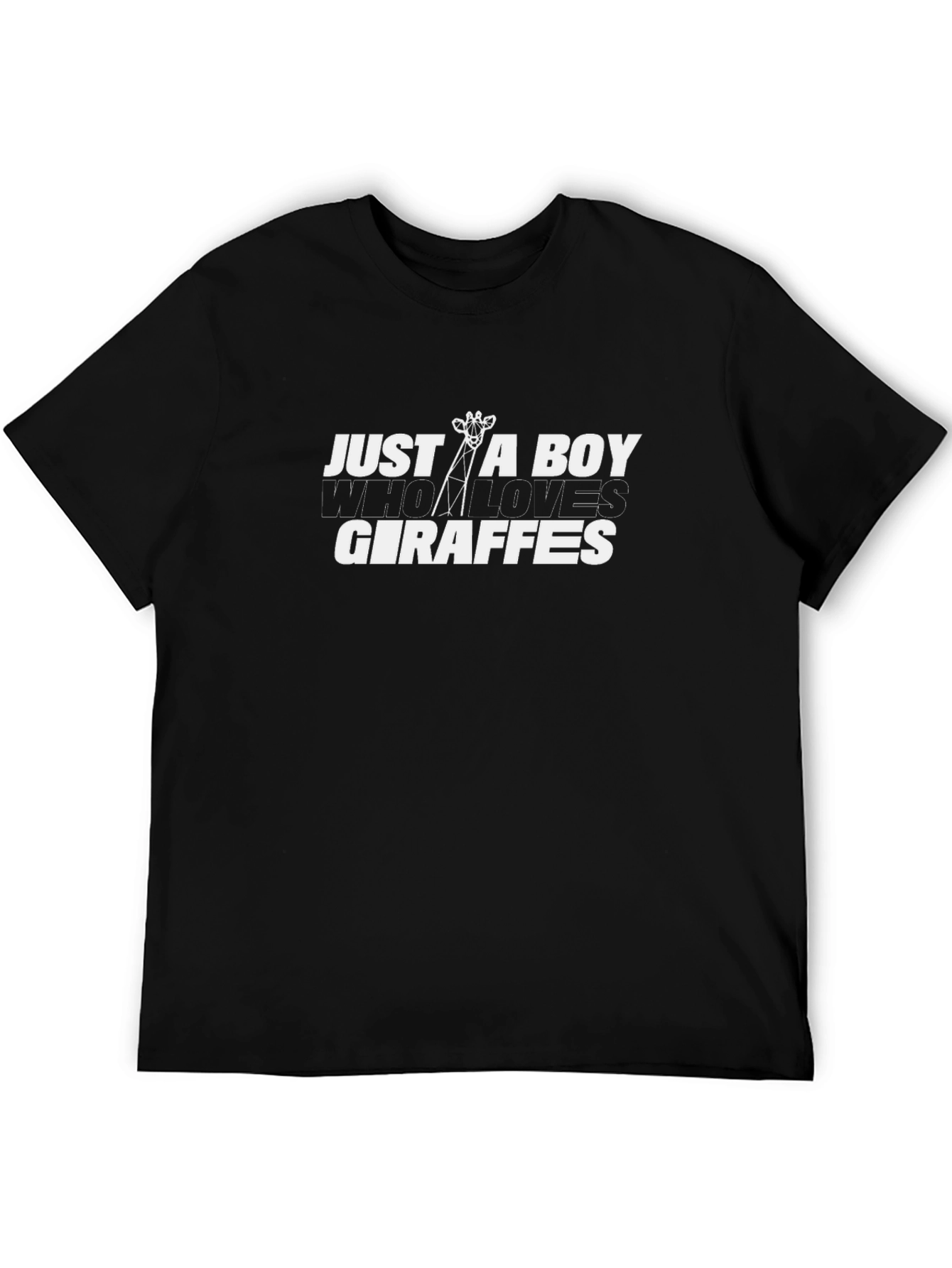 Just A Boy Who Loves Giraffes Black T-Shirt