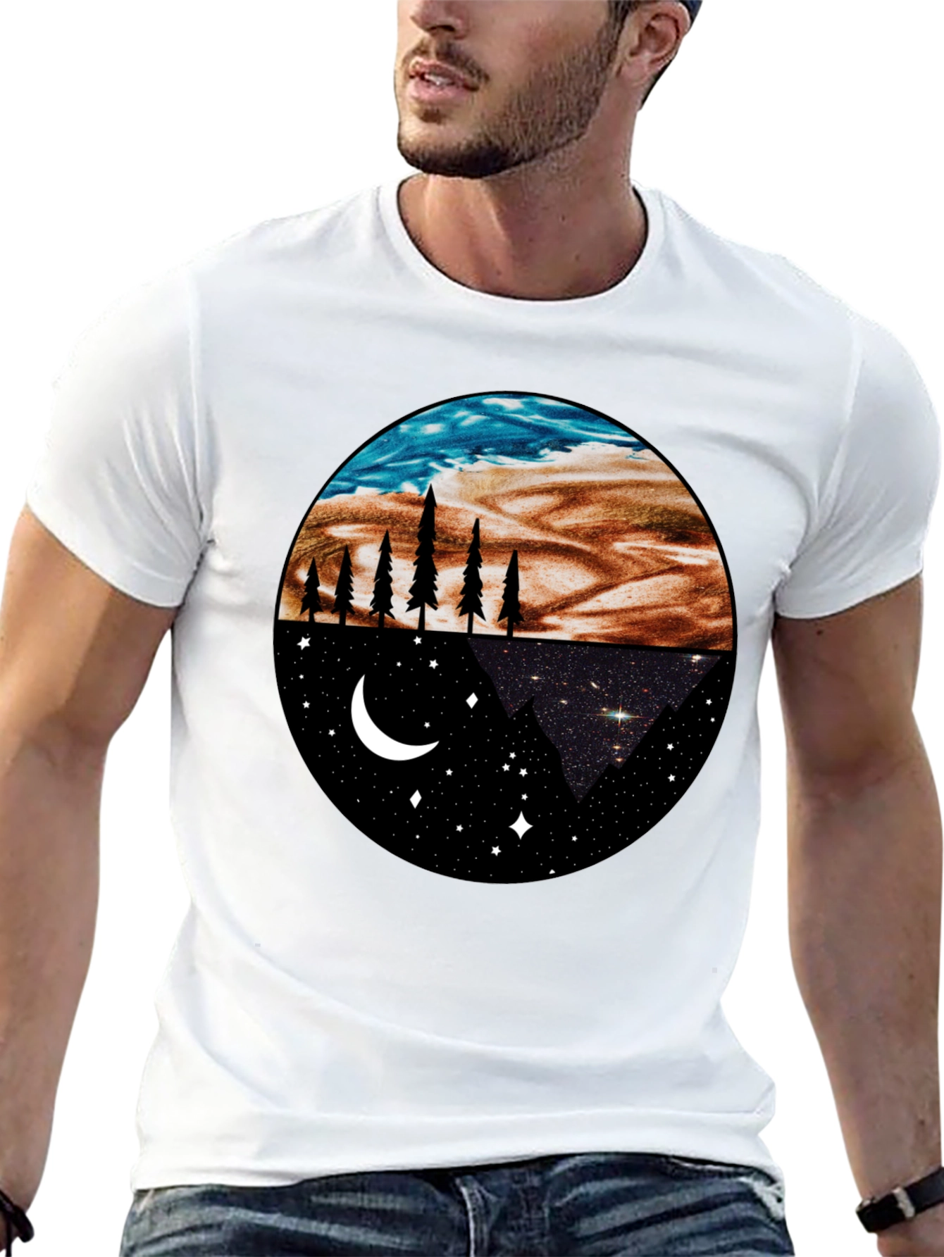 Night & Day Nature Graphic Tee - Black