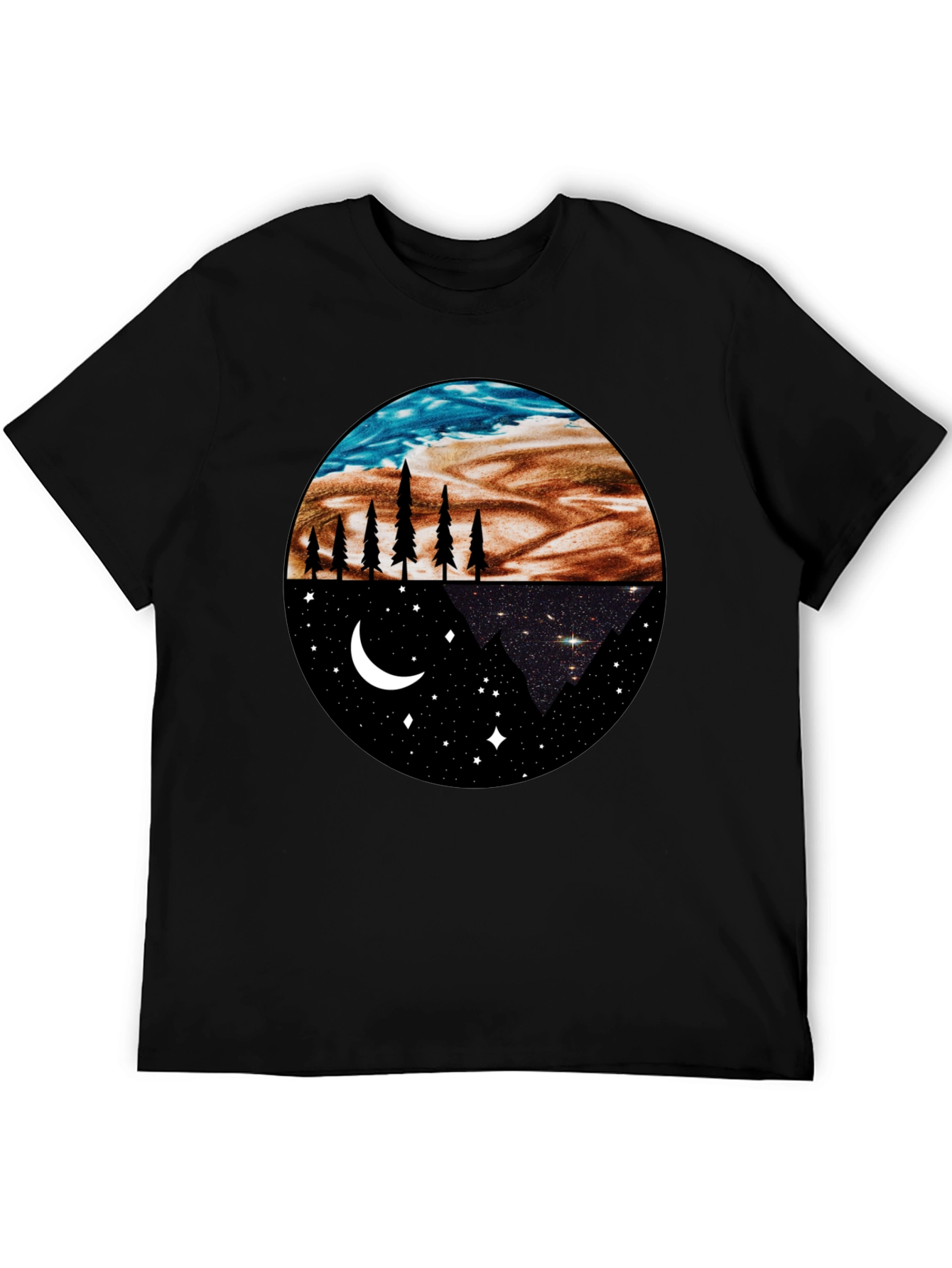 Night & Day Nature Graphic Tee - Black