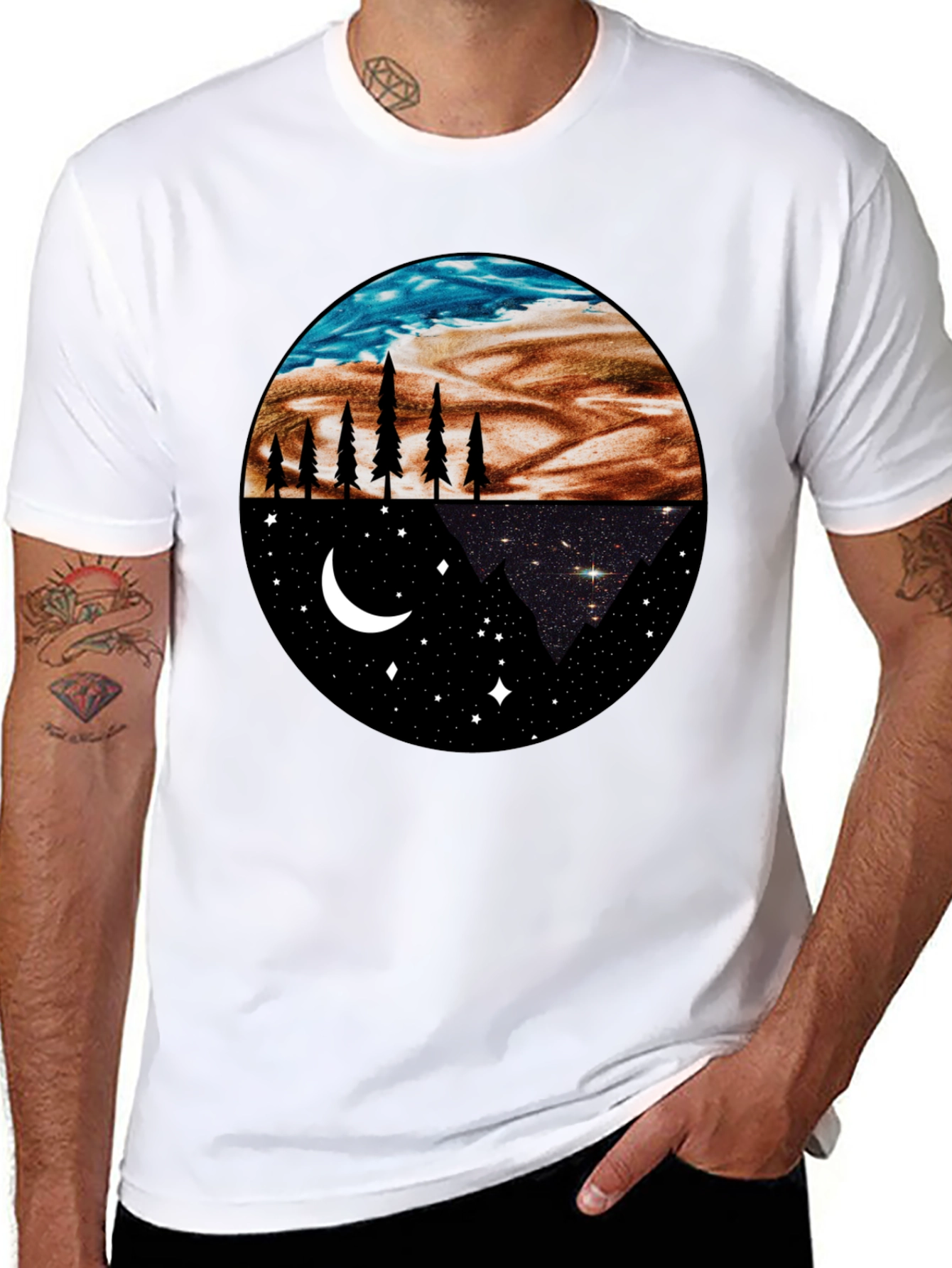 Night & Day Nature Graphic Tee - Black
