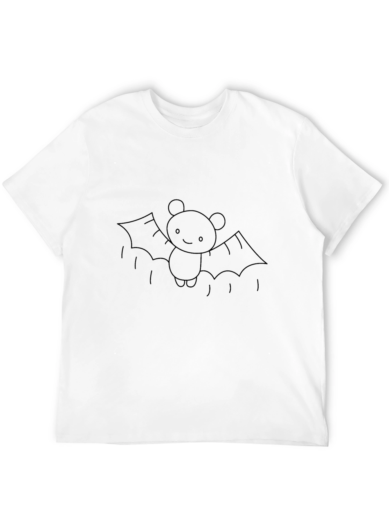 Cute Bat Graphic Tee - Black Cotton T-Shirt