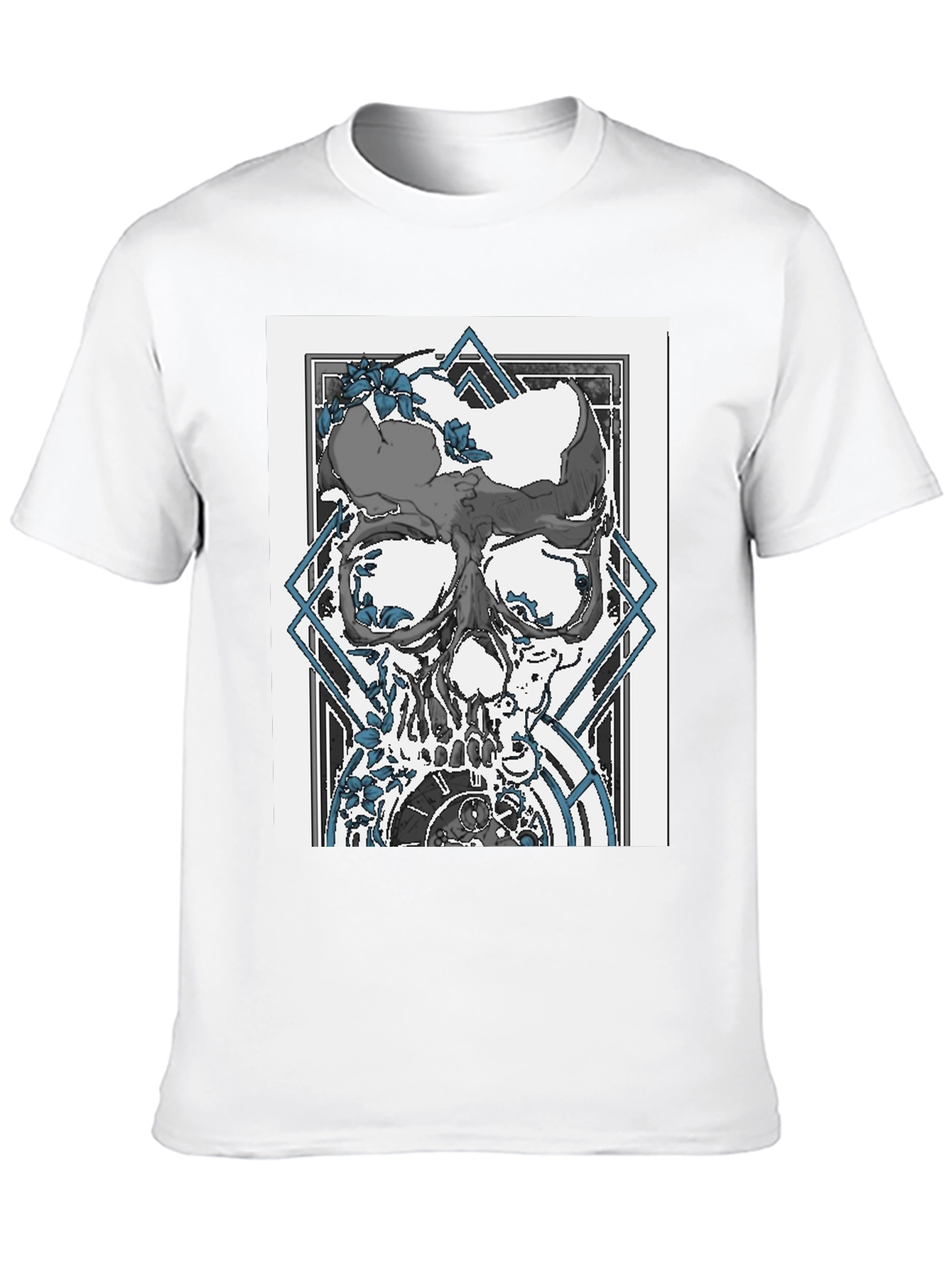 Skull & Clockwork Graphic Print Tee - Black