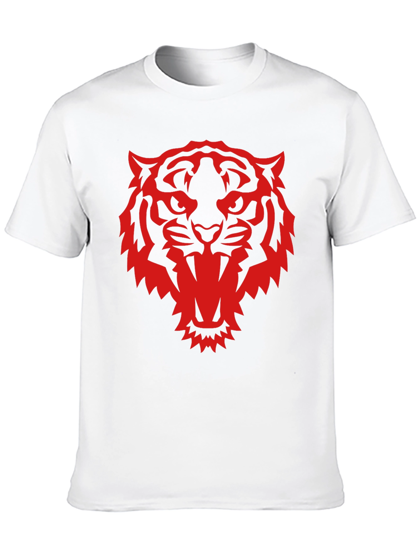 Black T-Shirt with Red Tiger Graphic Print