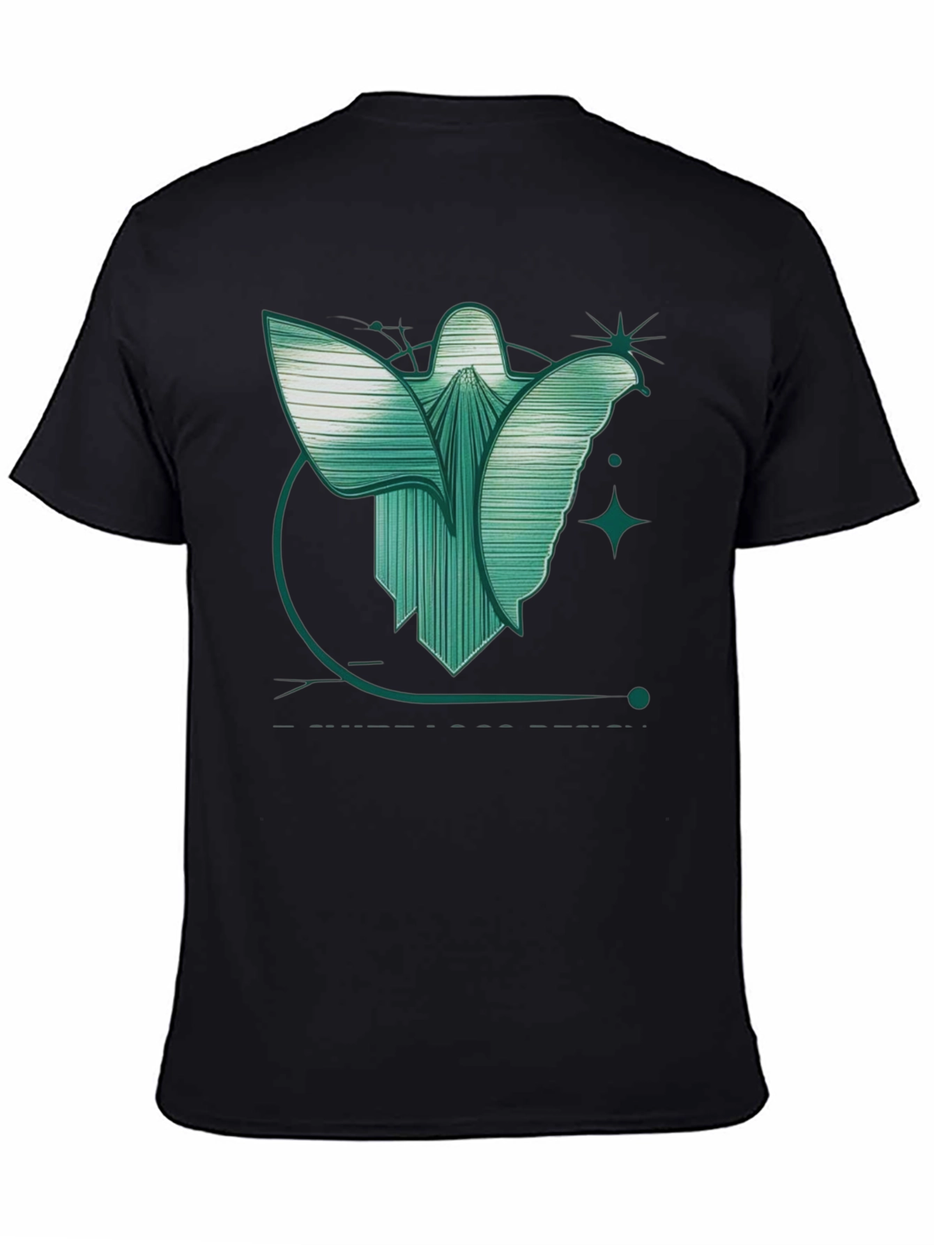 Abstract Angel Graphic Tee - Modern Design Black T-Shirt