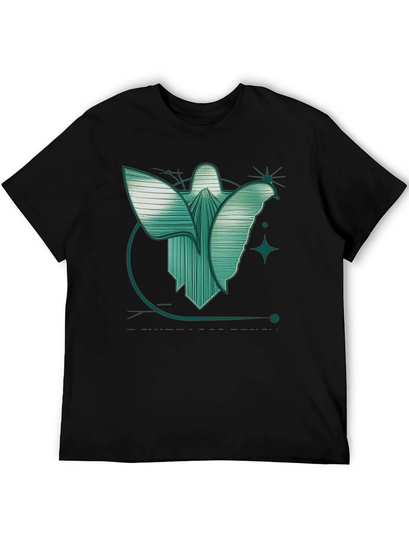 Abstract Angel Graphic Tee - Modern Design Black T-Shirt
