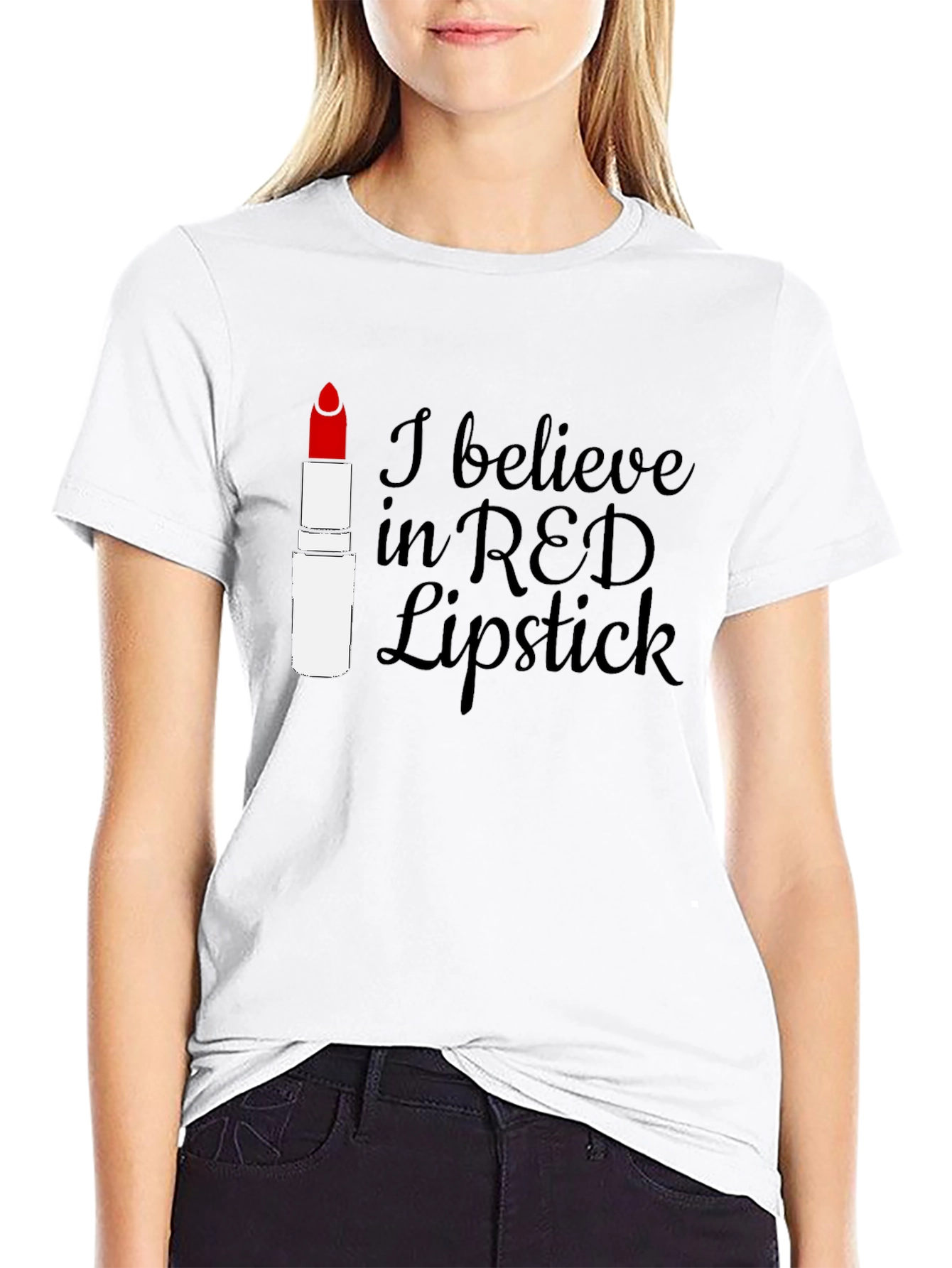 Red Lipstick Believer Tee - Stylish Graphic T-Shirt
