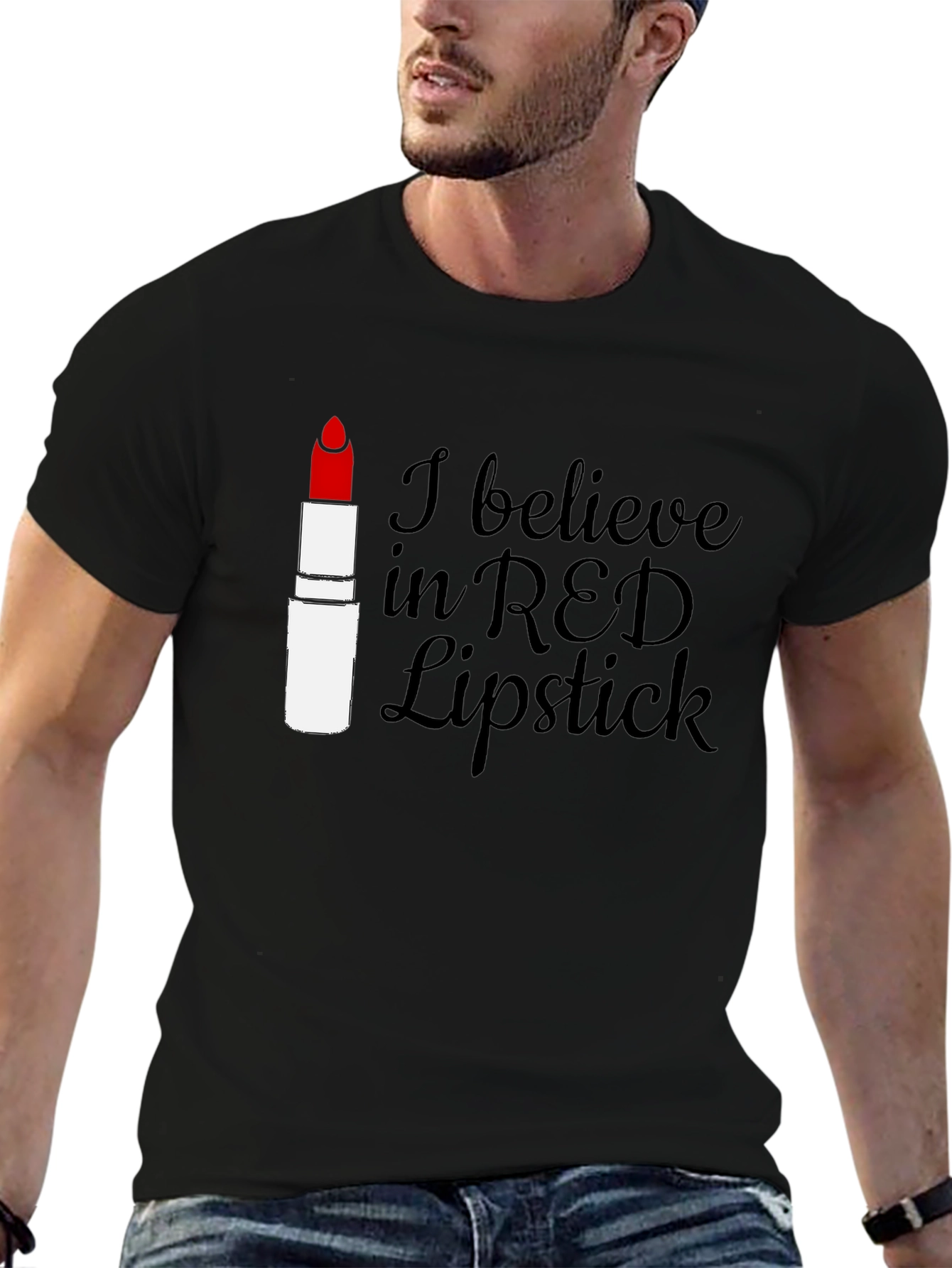 Red Lipstick Believer Tee - Stylish Graphic T-Shirt