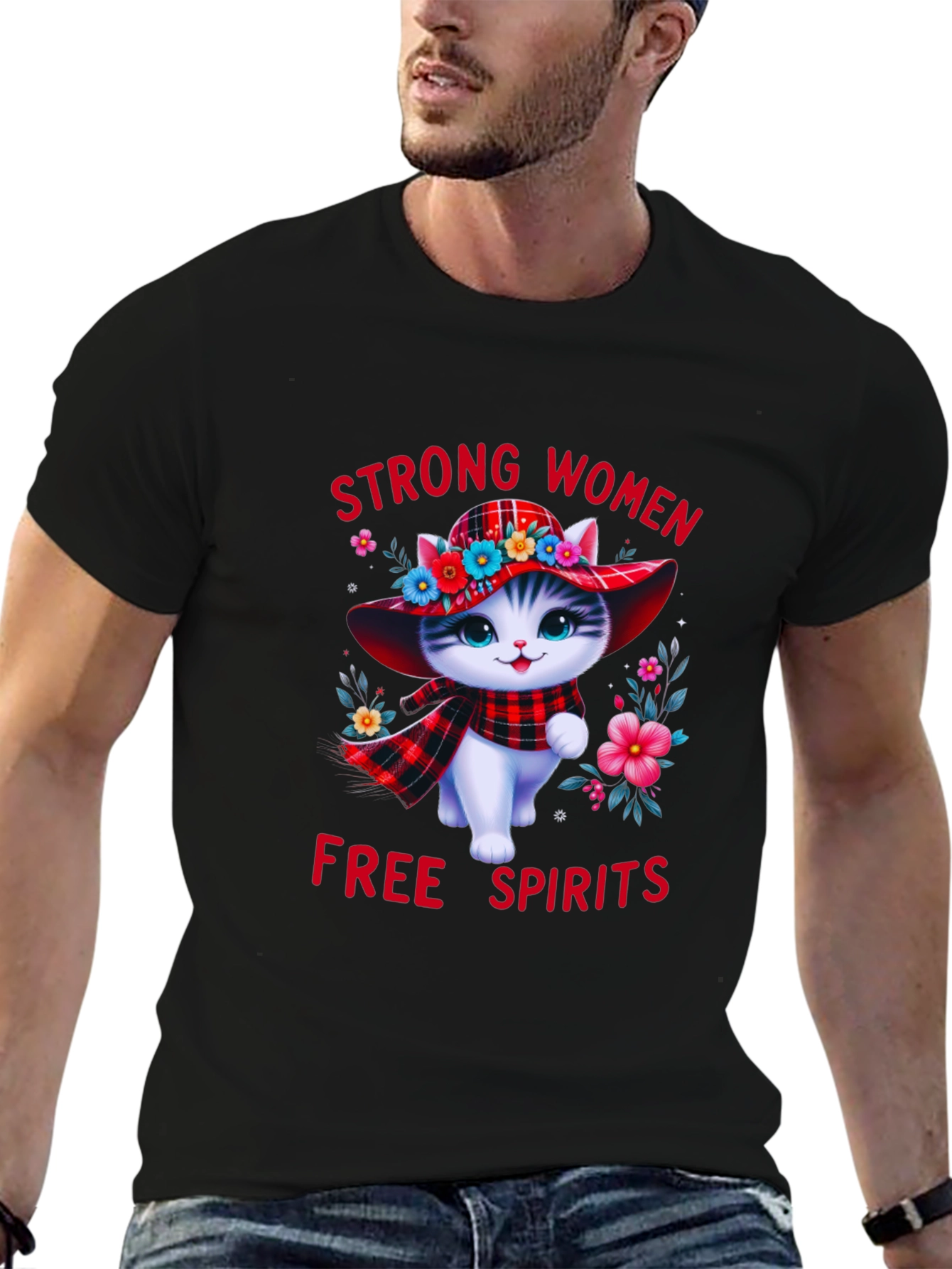 Strong Women Free Spirits Cat T-Shirt