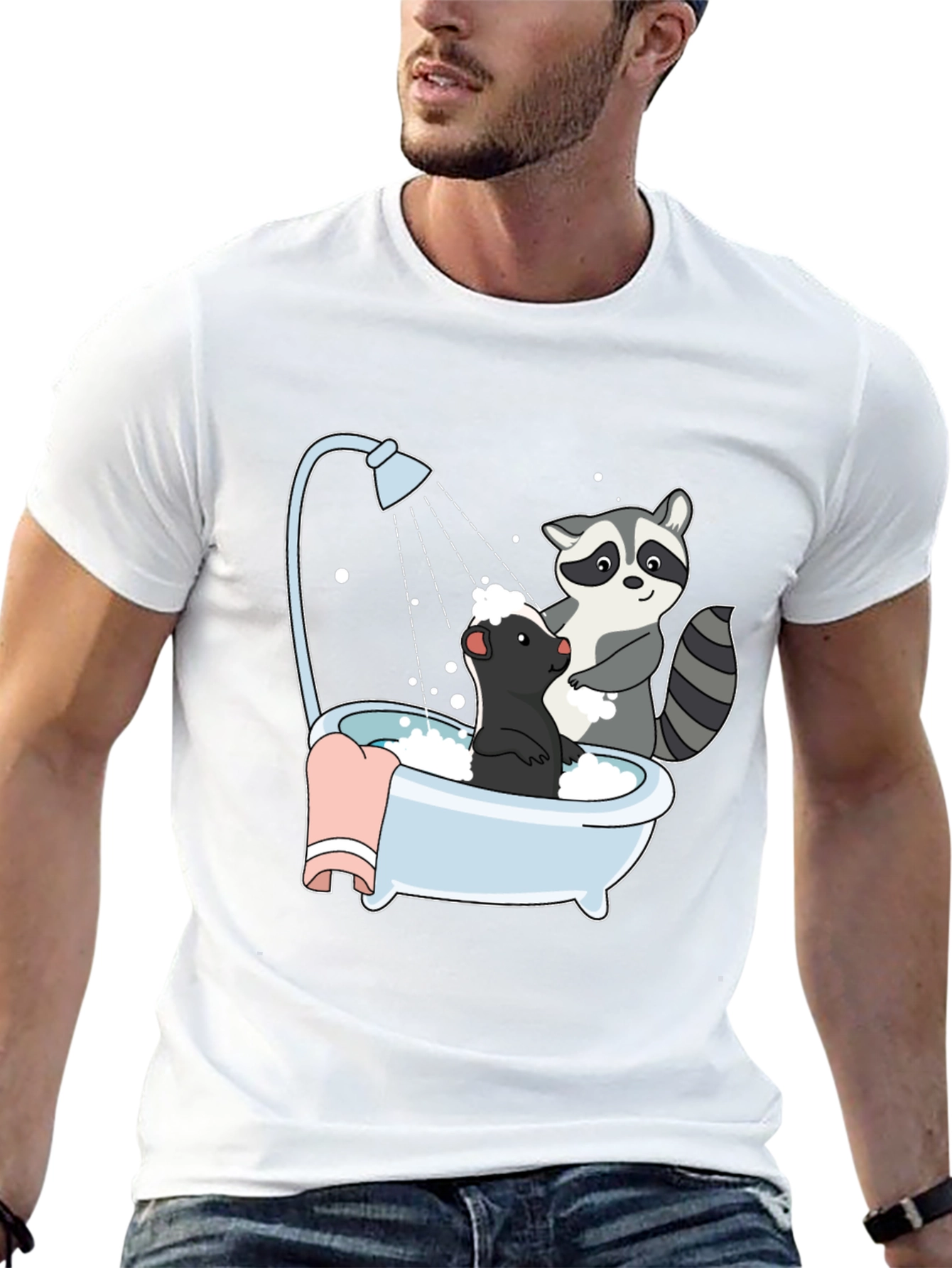 Raccoon and Skunk Bathtub Graphic Tee