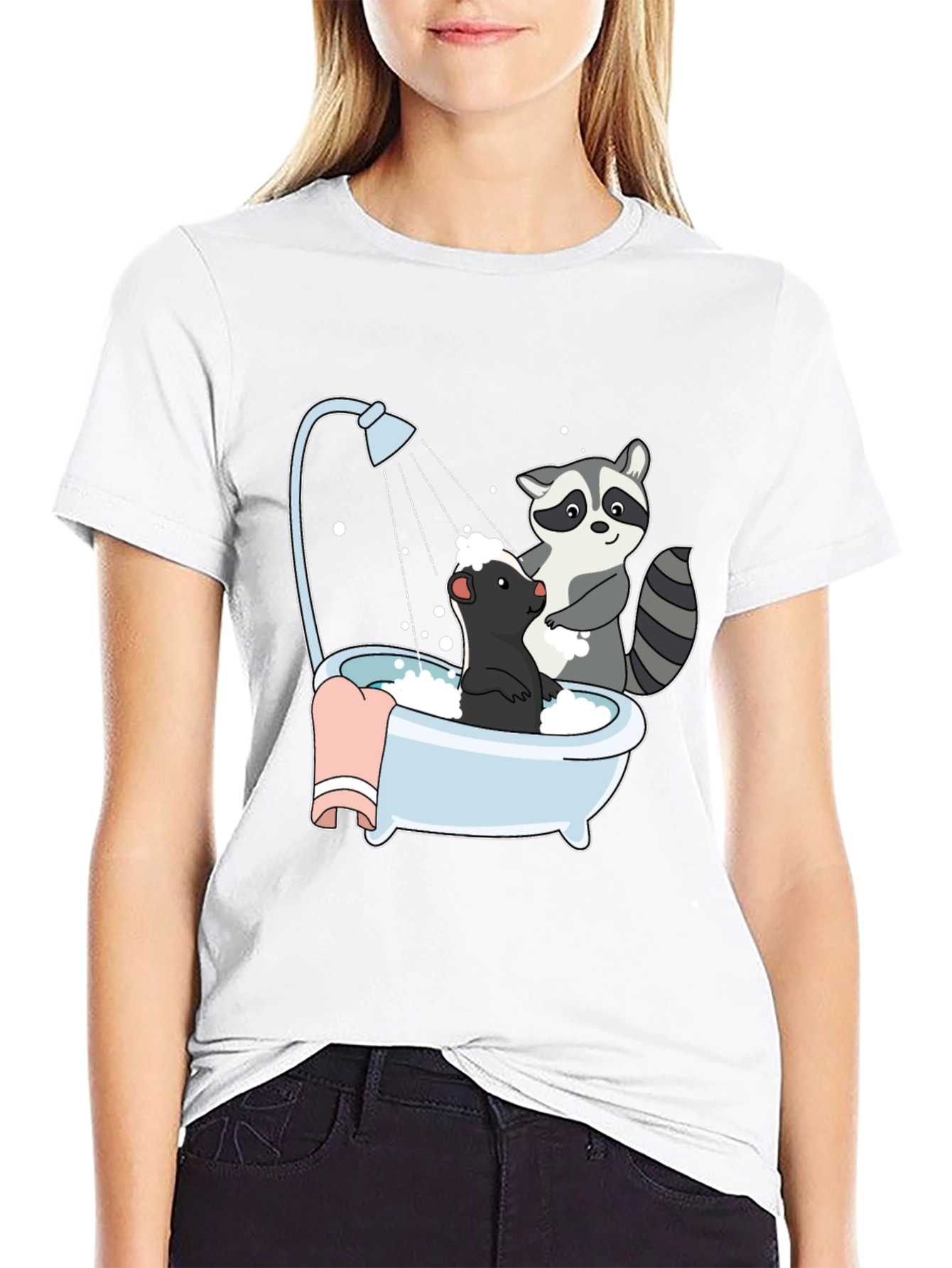 Raccoon and Skunk Bathtub Graphic Tee