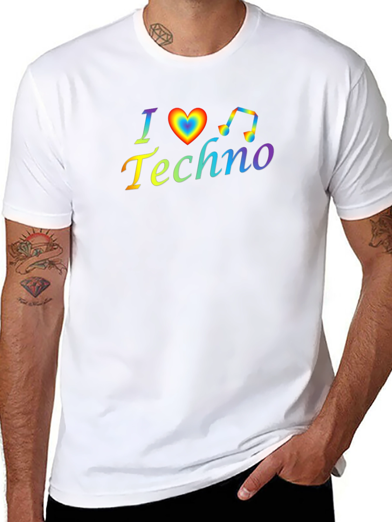 I Heart Techno Rainbow Graphic T-Shirt