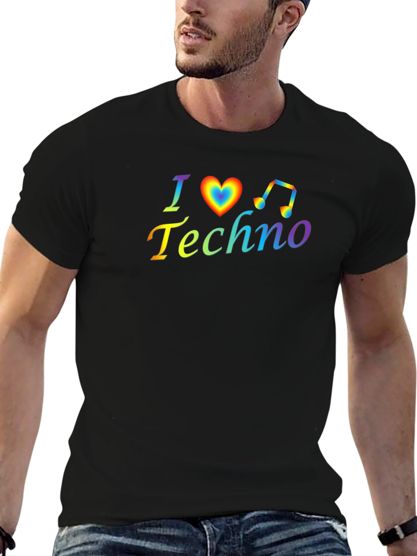 I Heart Techno Rainbow Graphic T-Shirt