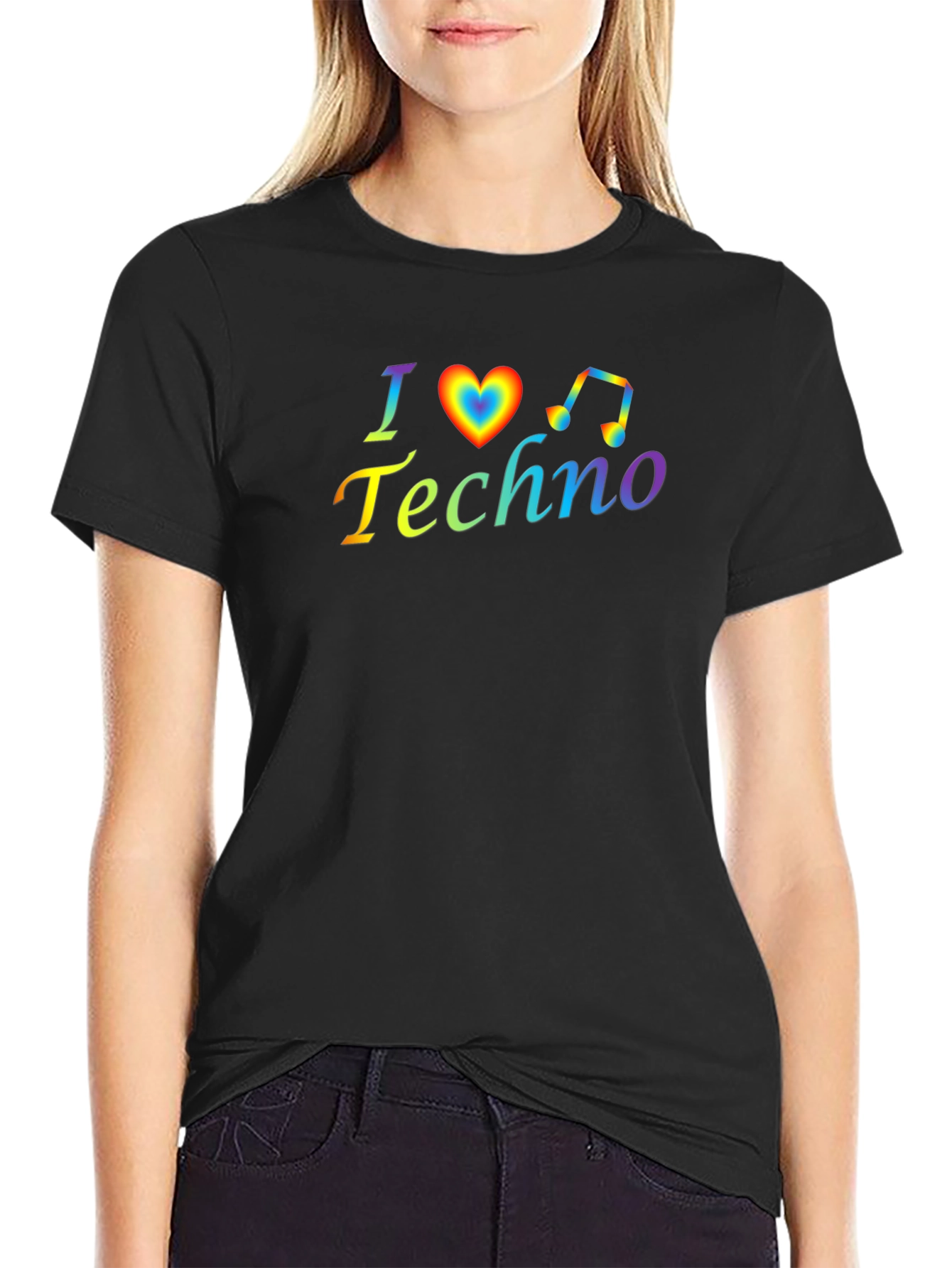 I Heart Techno Rainbow Graphic T-Shirt