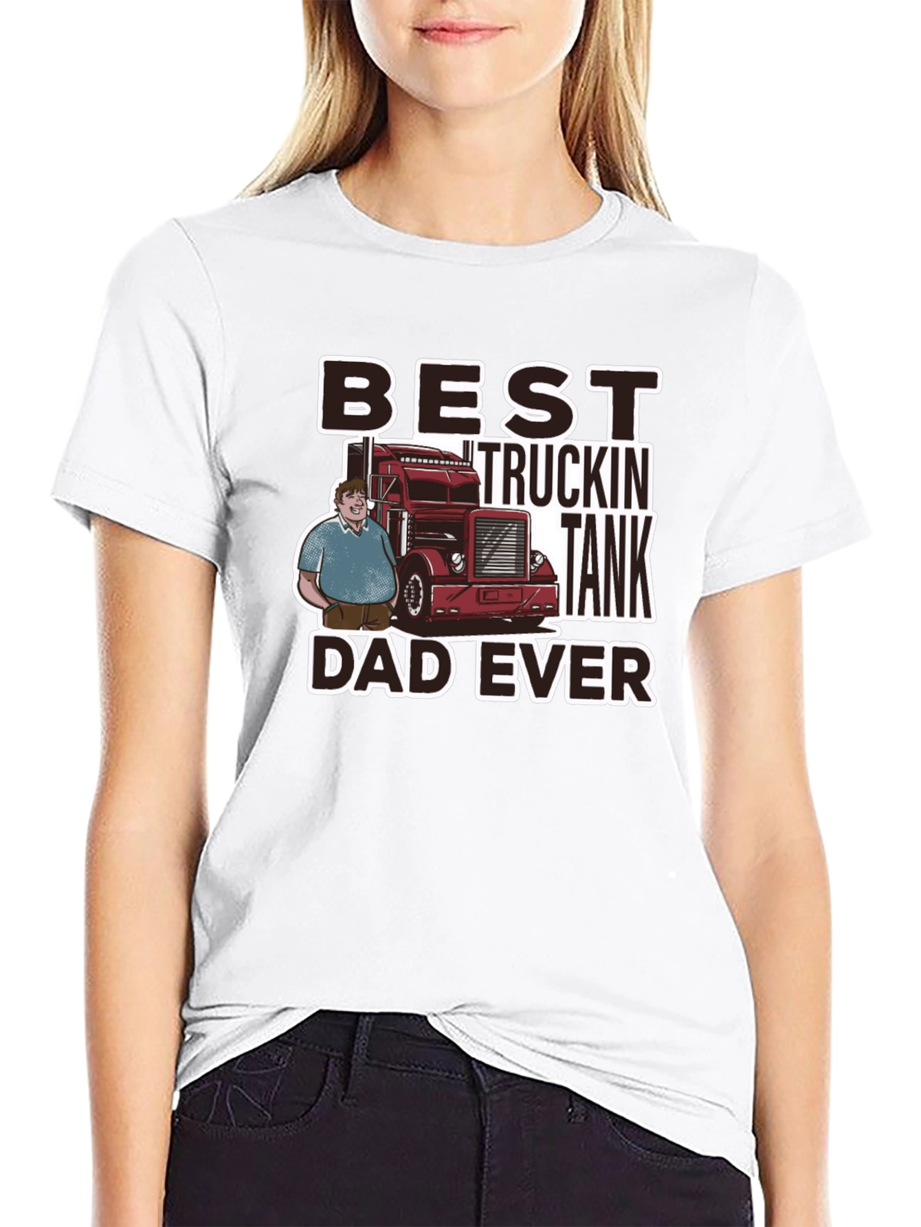 Best Truckin Tank Dad Ever Black T-Shirt