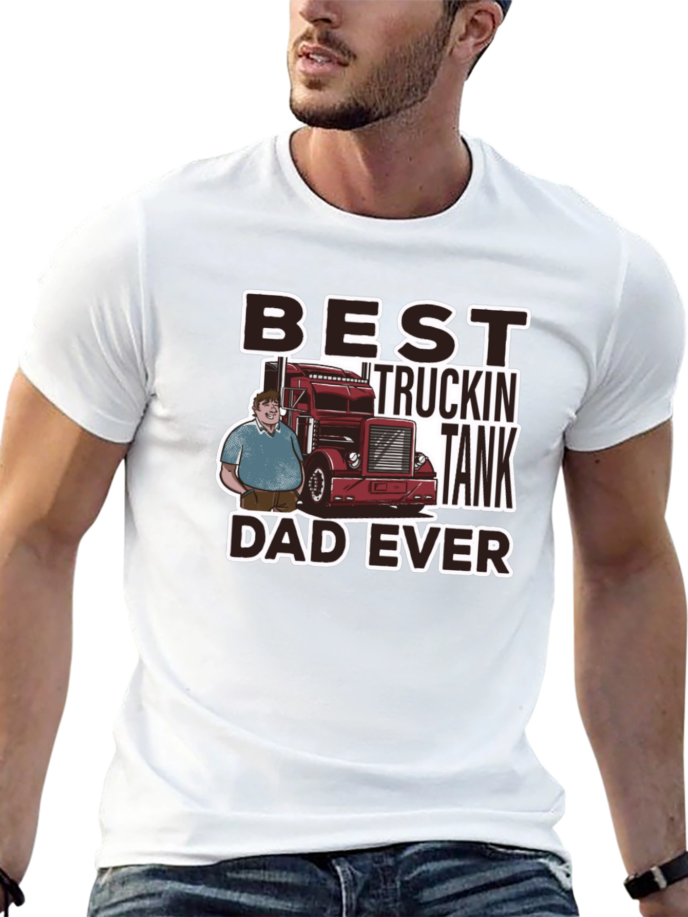 Best Truckin Tank Dad Ever Black T-Shirt