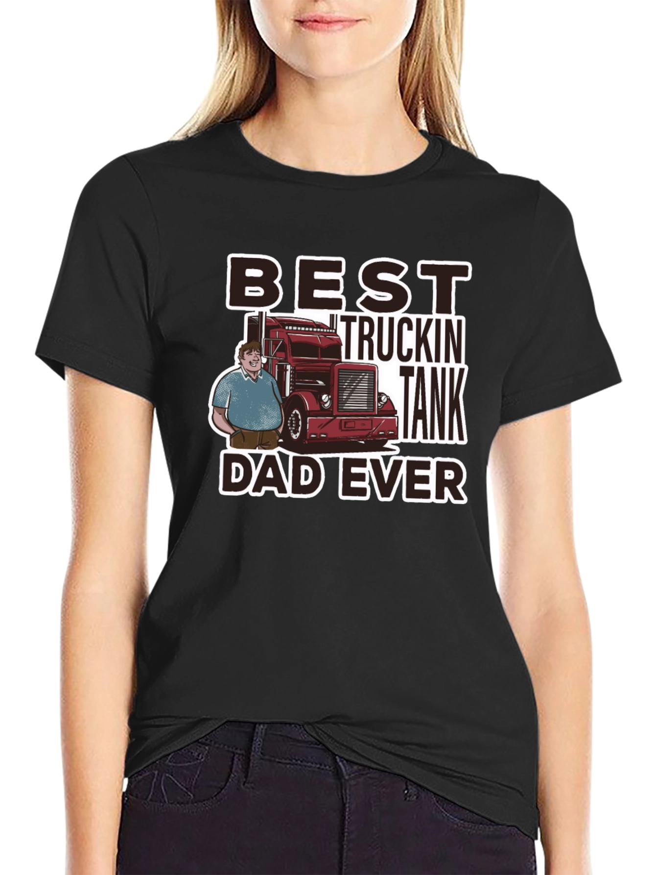Best Truckin Tank Dad Ever Black T-Shirt