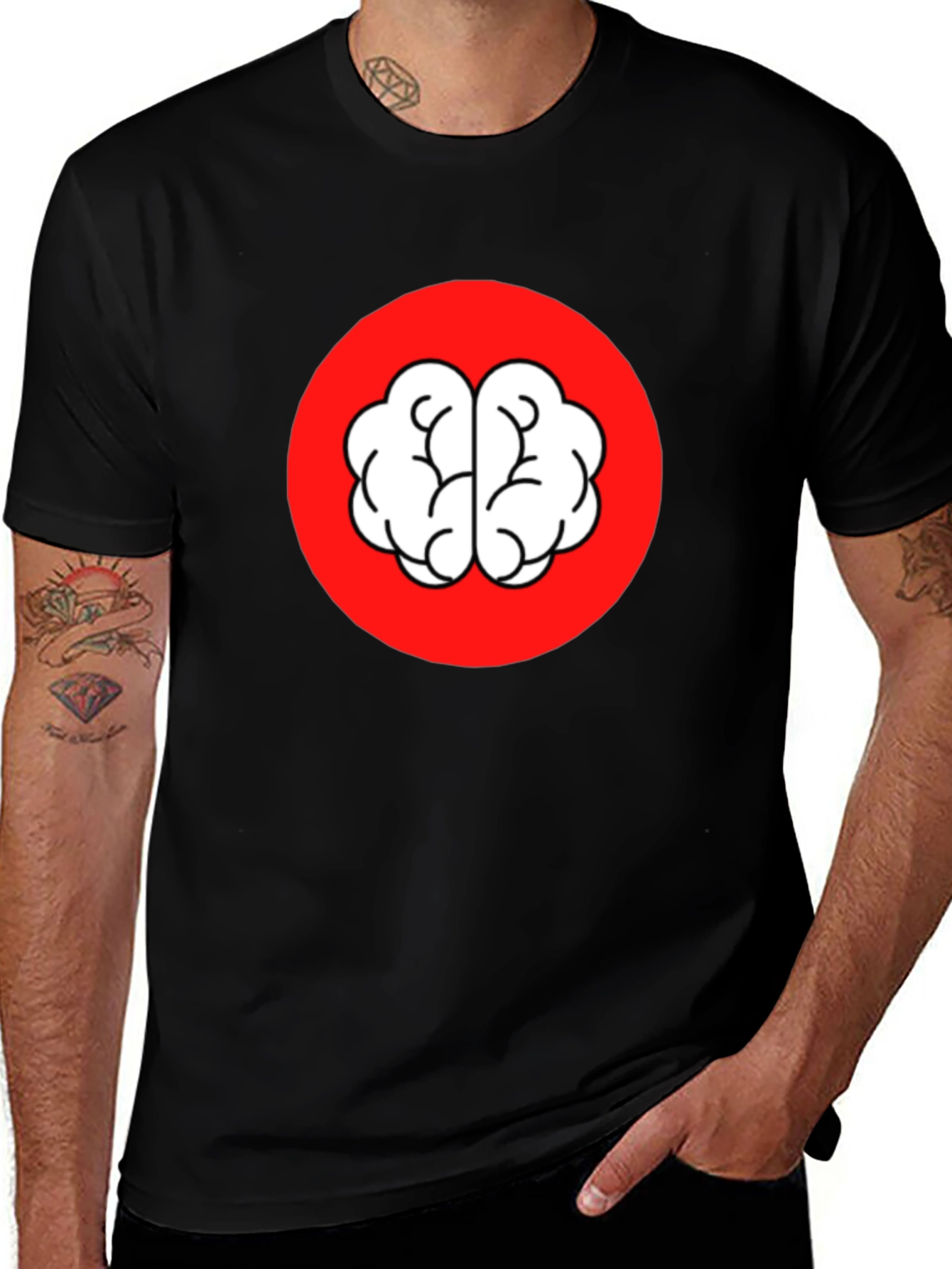 Brain Graphic Tee - Black Crew Neck T-Shirt