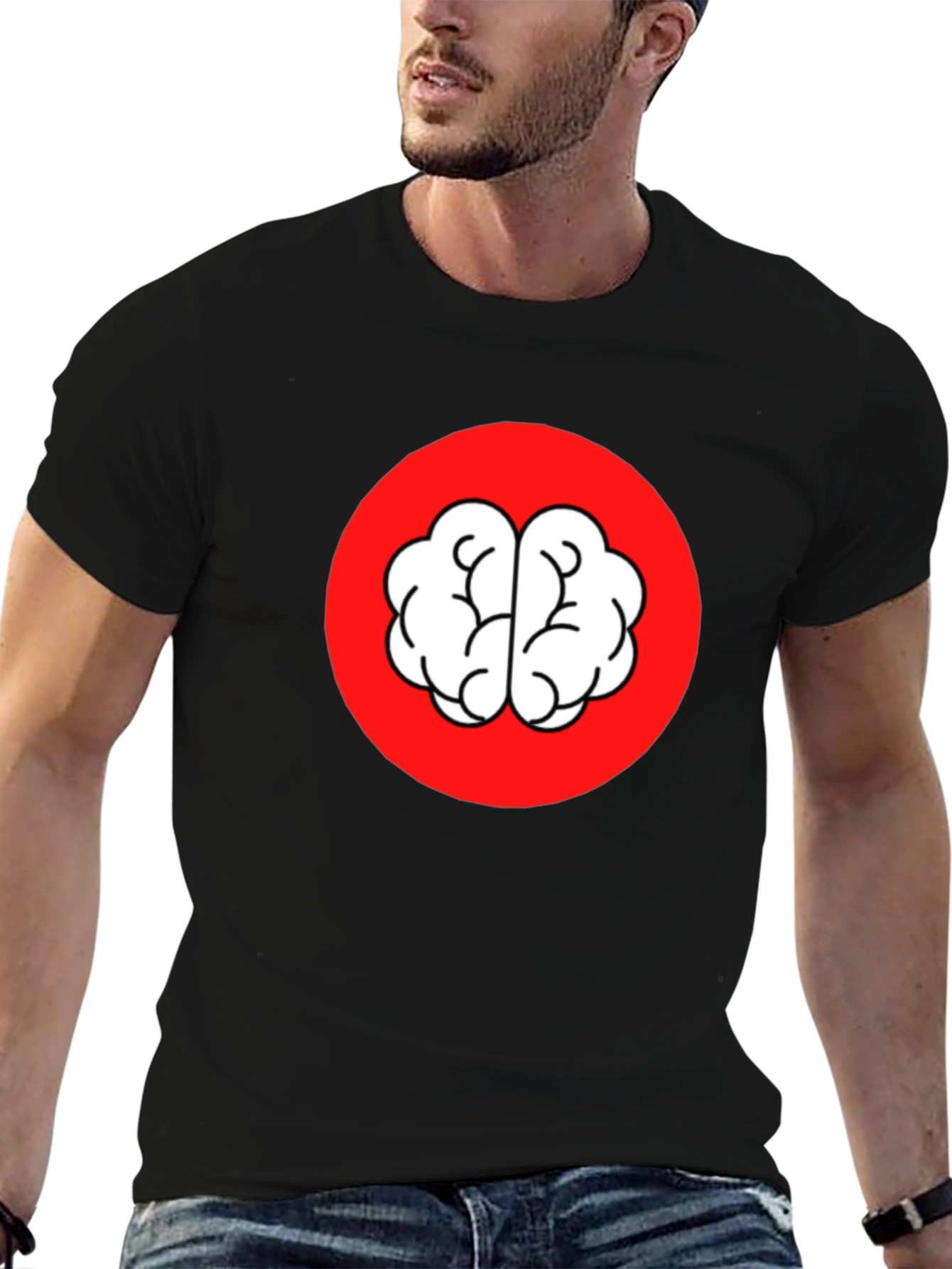 Brain Graphic Tee - Black Crew Neck T-Shirt