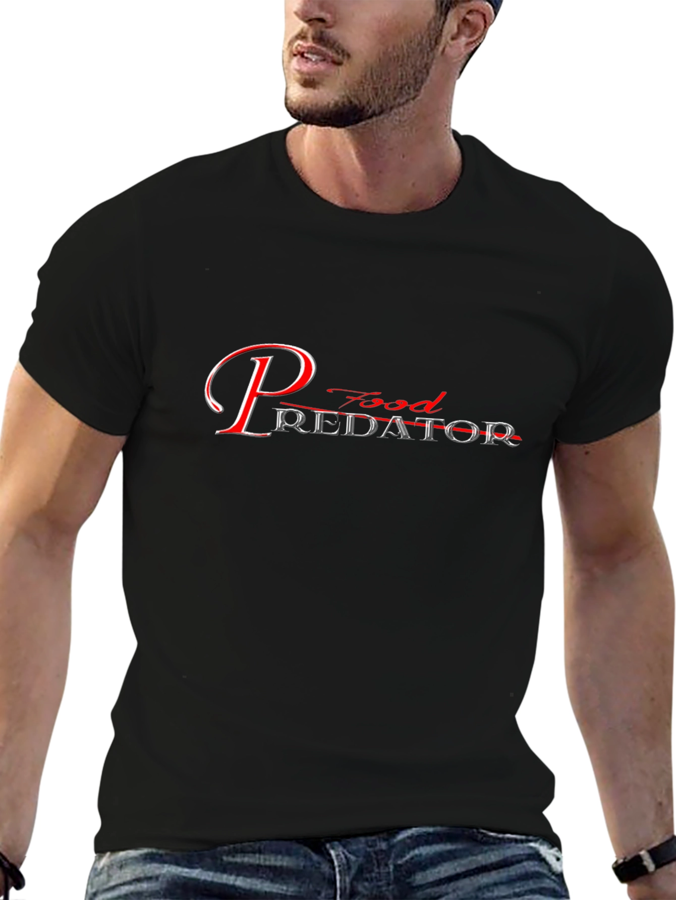 Food Predator Graphic Tee - Black Cotton T-Shirt