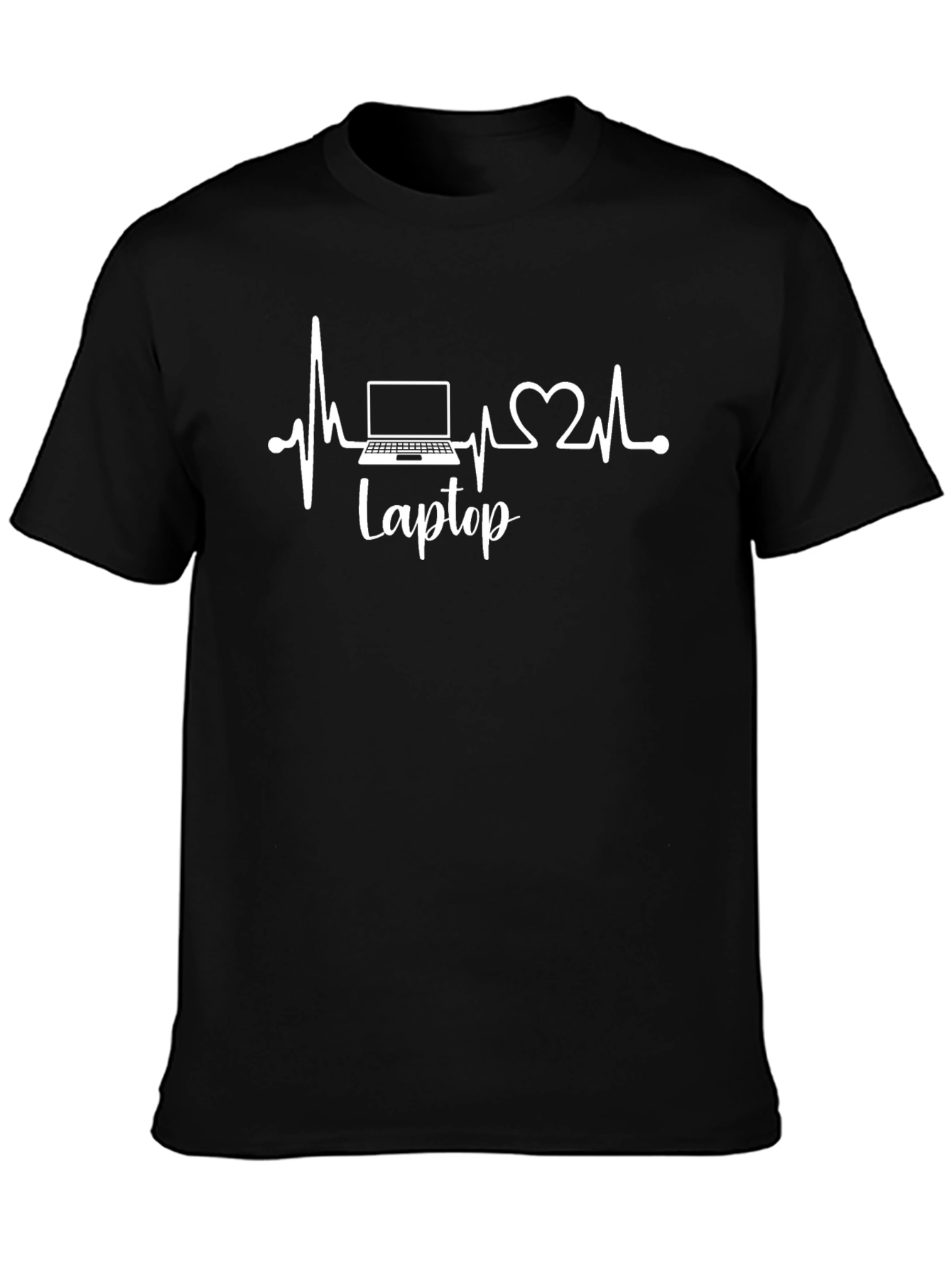 Laptop Heartbeat Graphic T-Shirt - Tech Lover Tee
