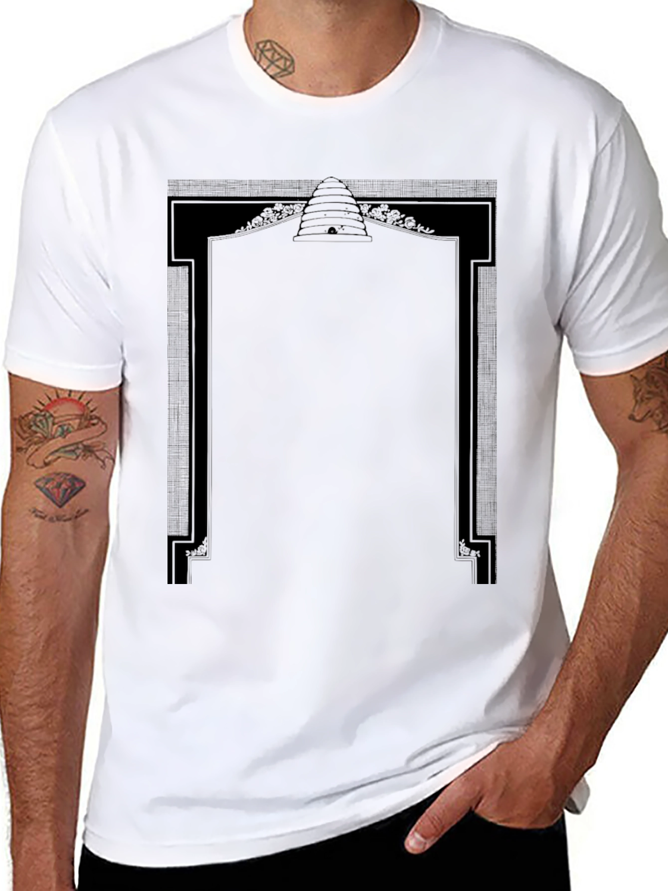 Black Graphic Tee - Beehive Design