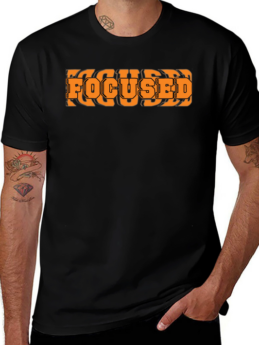 Focused Graphic Print Black T-Shirt